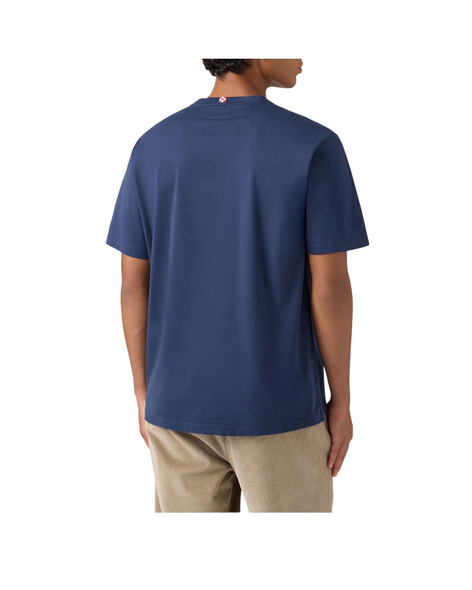 T-shirt in cotone Blu con ricamo Save water drink gin tonic ARN0001 00136I MC2 SAINT BARTH