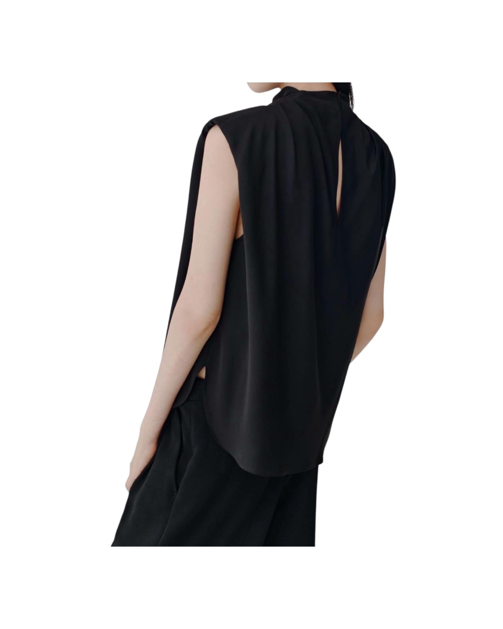 Top Armanda smanicata in satin riciclato nero ARMANDA 002 MARELLA