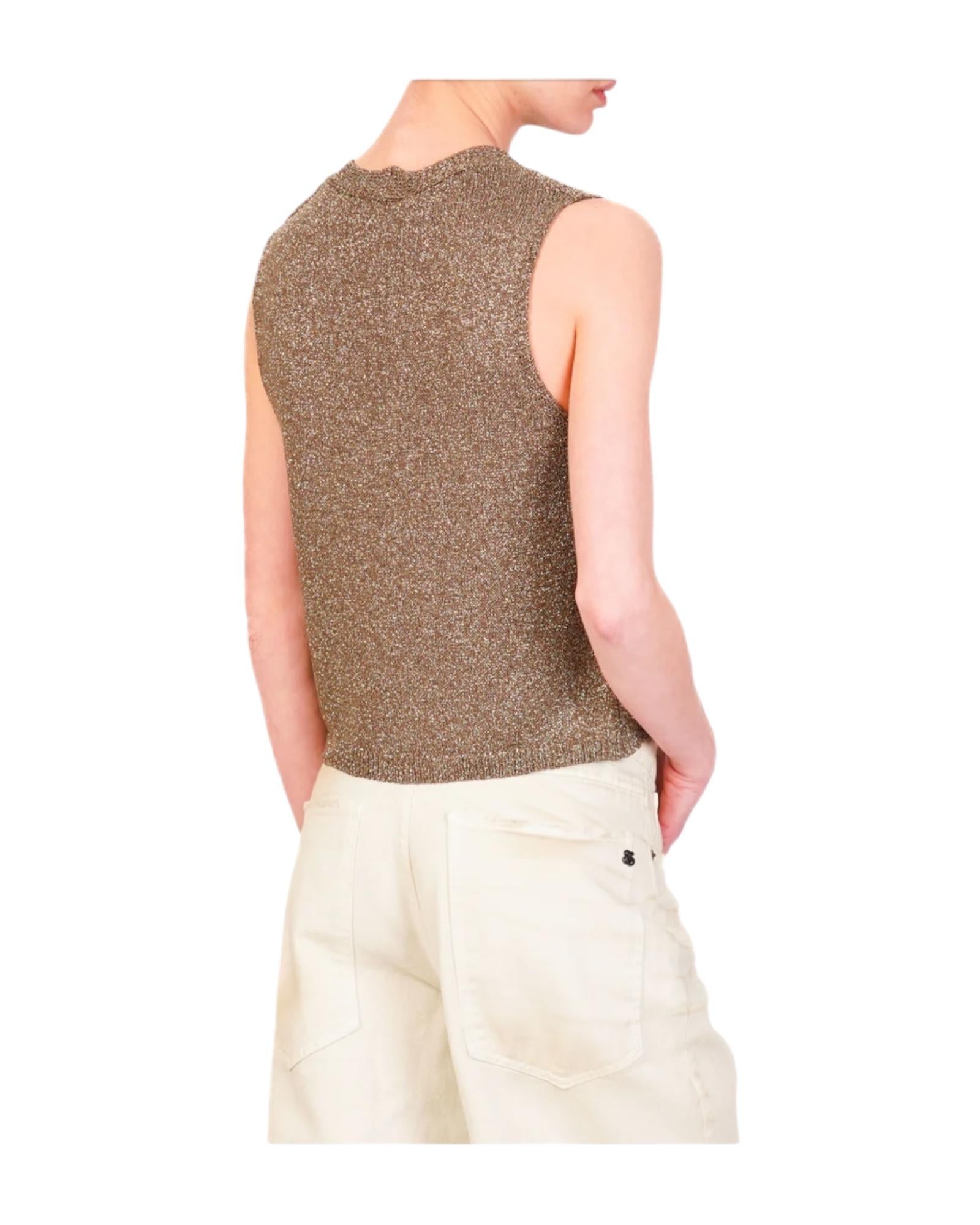 Gilet in maglia lurex tabacco Z37R0266 TABACCO SOUVENIR
