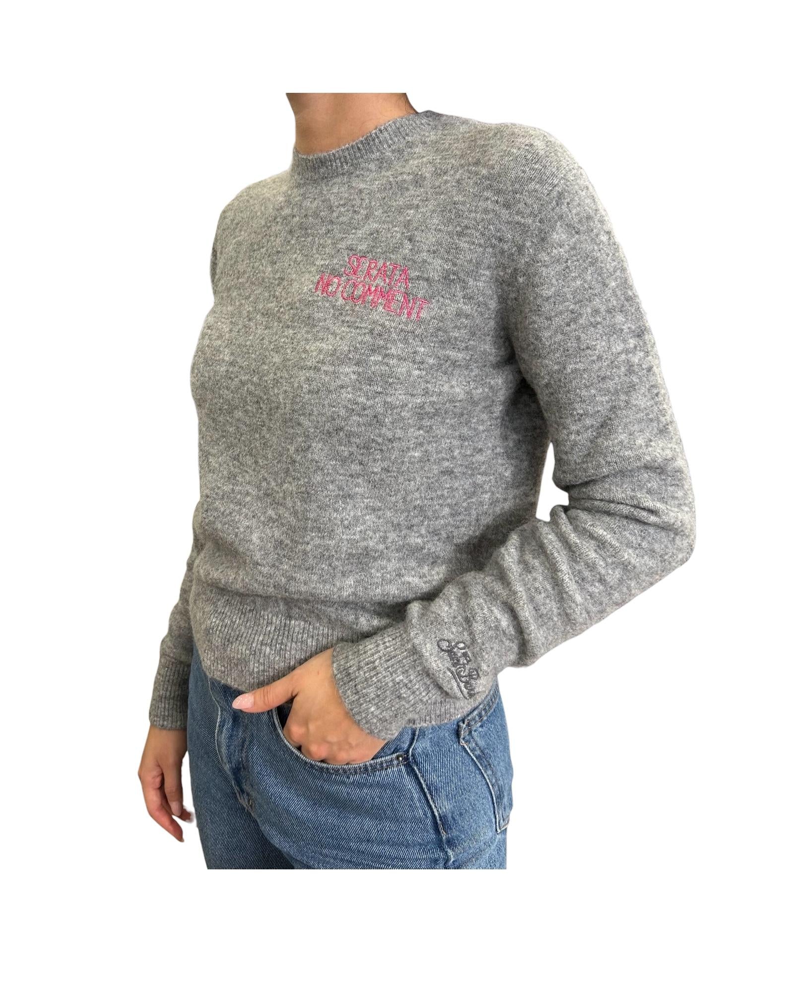 Maglia in misto lana merino e alpaca con ricamo Serata no comment lurex QUE0033 03980I MC2 SAINT BARTH