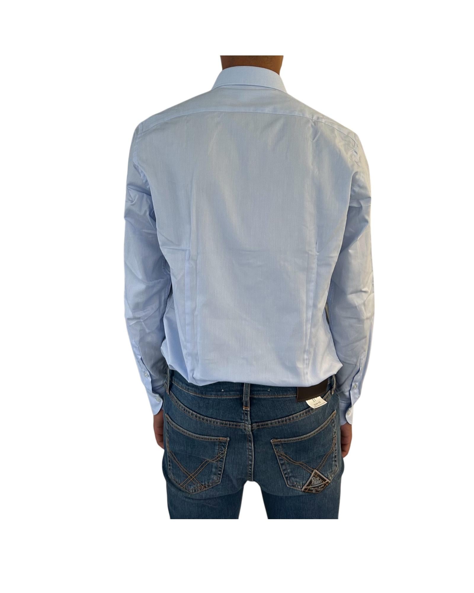 Camicia Uomo in cotone armaturato Celeste 2798SS35TS0209 003 MONTESANTO