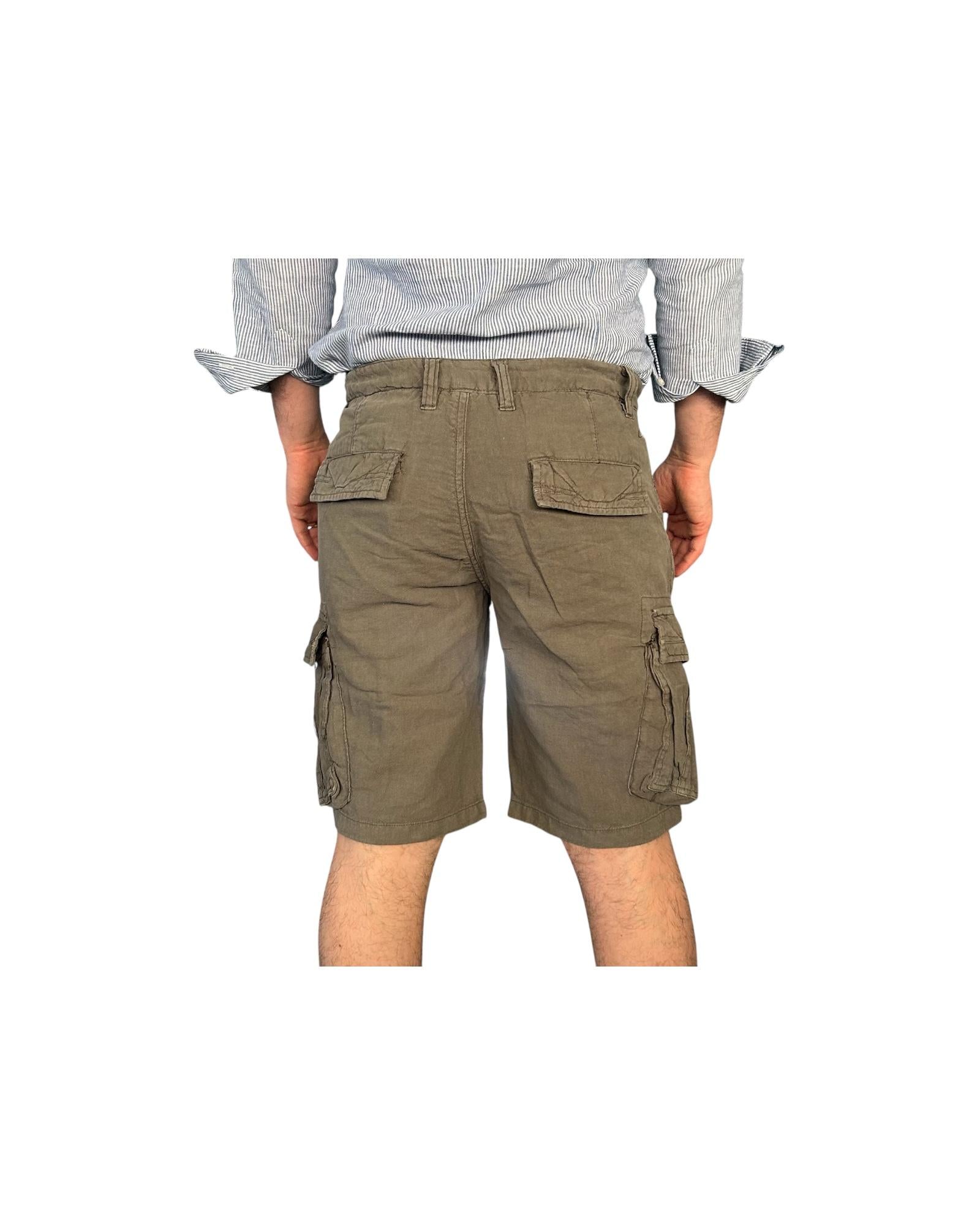 Bermuda misto lino con tasche Militare GK714 MILITARE RE.VI.VAL