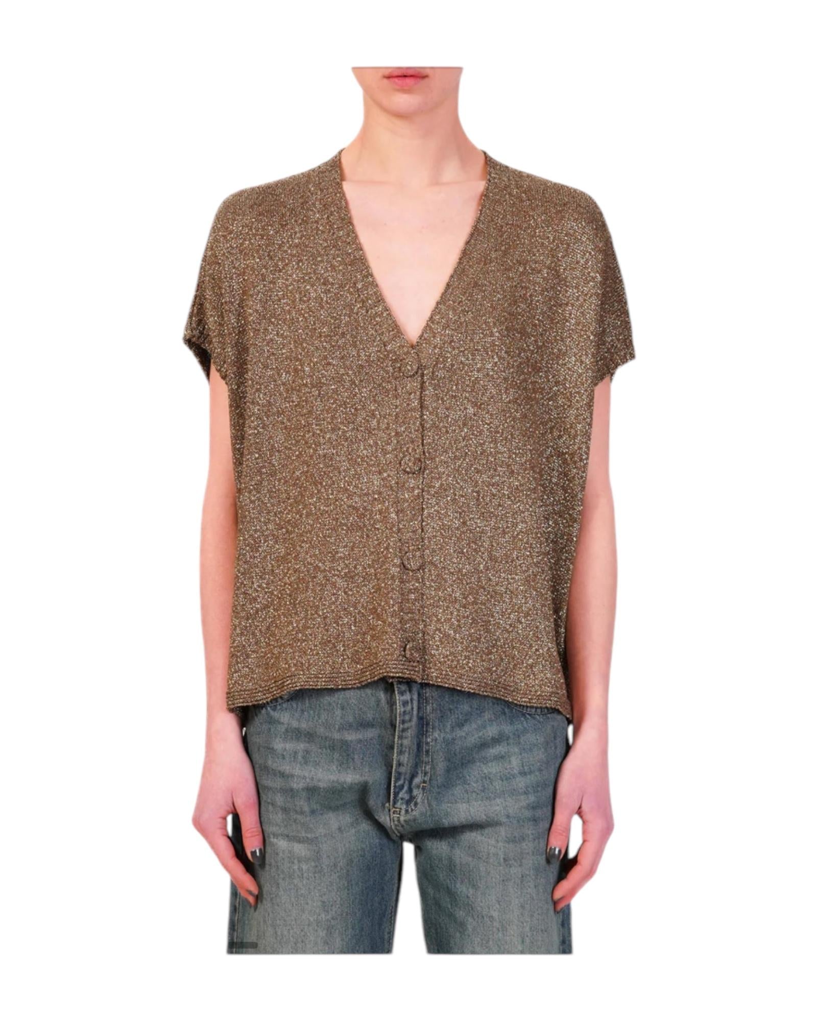 Cardigan ampio manica corta, tabacco Z37R0268 TABACCO SOUVENIR