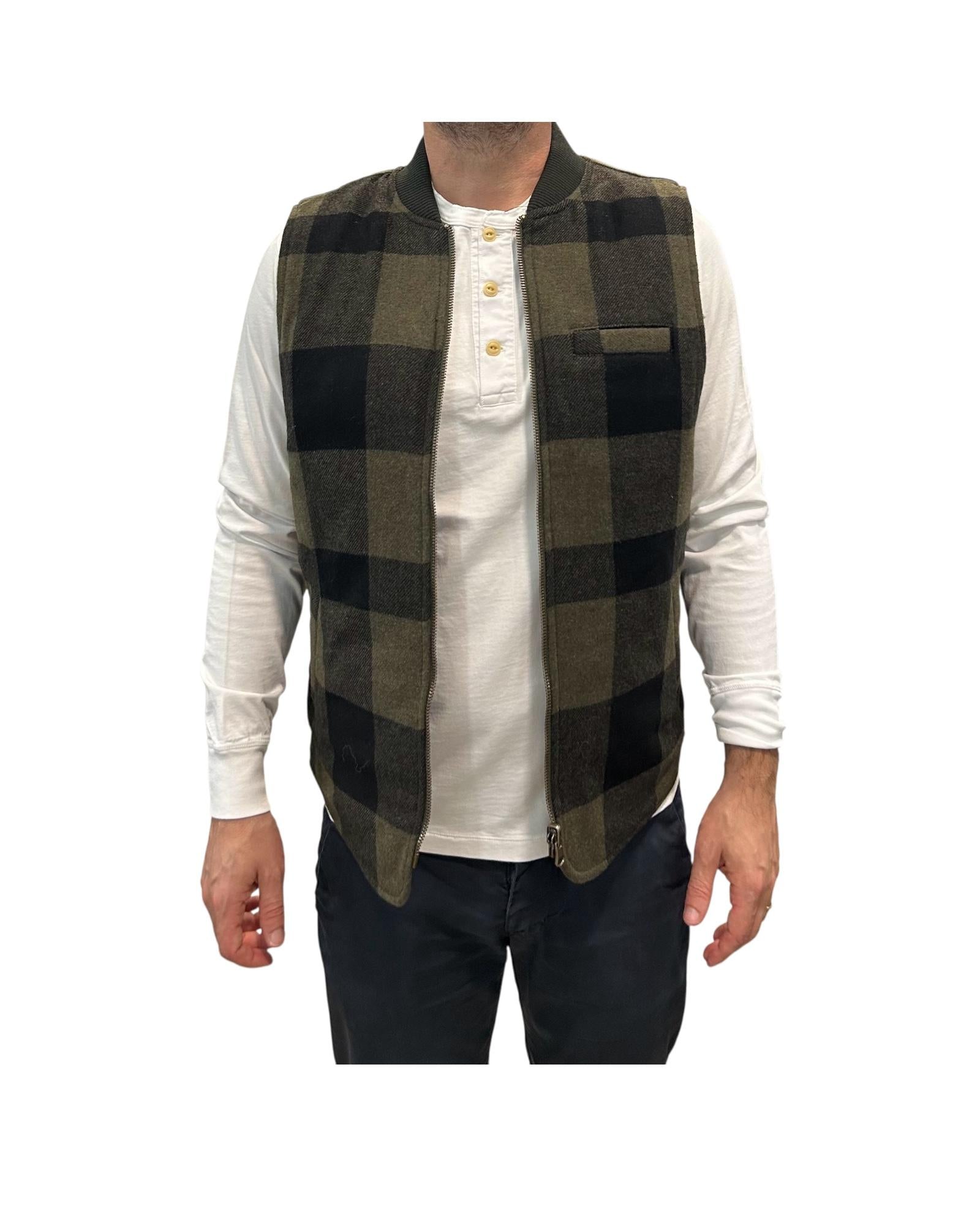 Gilet in lana reversibile Green Check W5028 GREEN CHECK BL'KER
