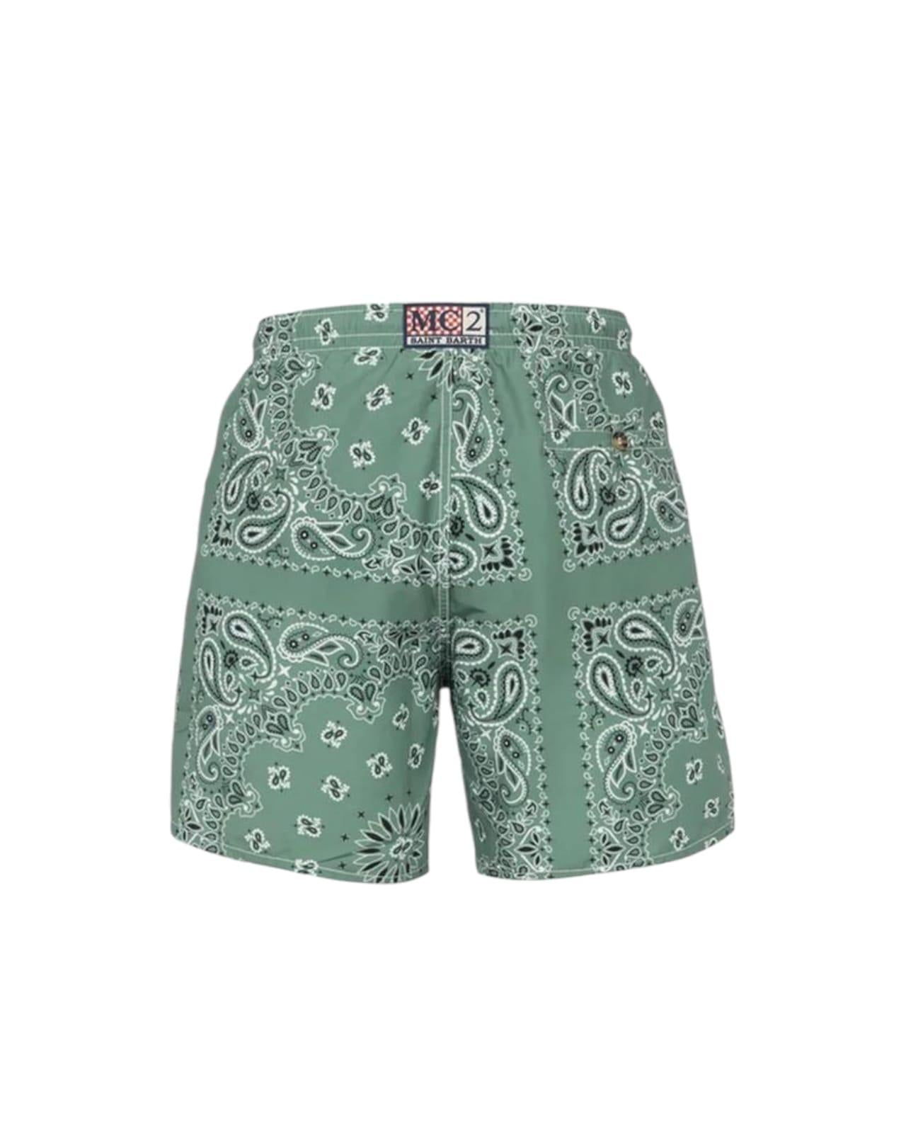 Costume uomo con stampa bandana verde CAP001 01177H MC2 SAINT BARTH