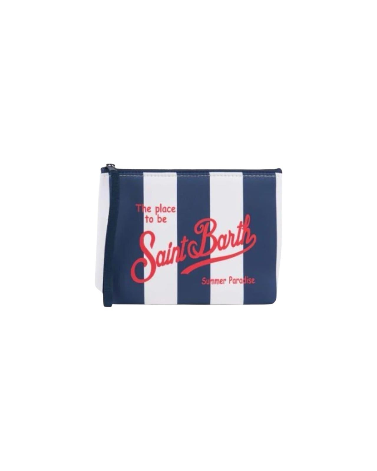 Pochette Aline con stampa a righe blu ALIN001 02311H MC2 SAINT BARTH