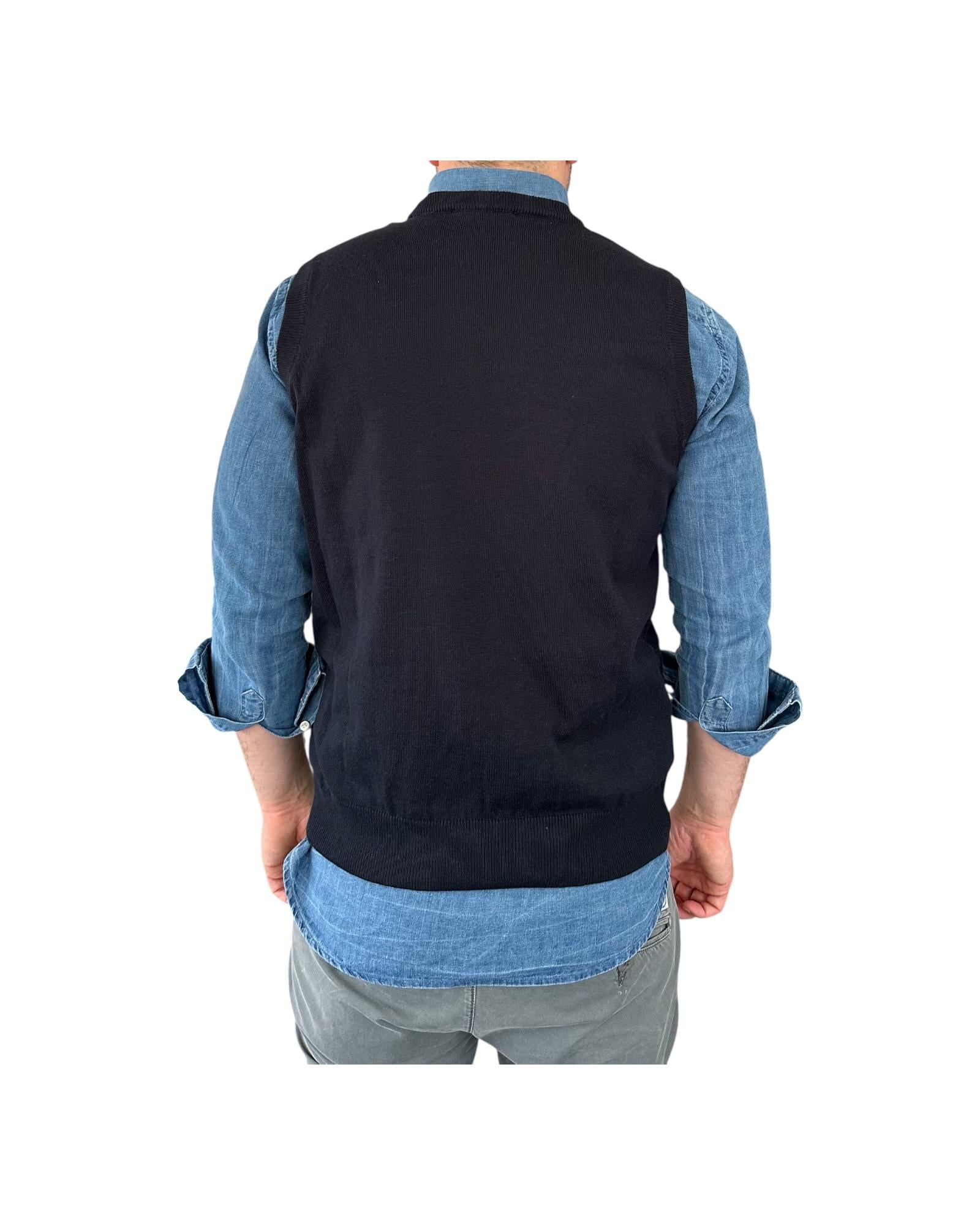 Gilet girocollo tinta unita navy 00122540M 491 MONTECHIARO