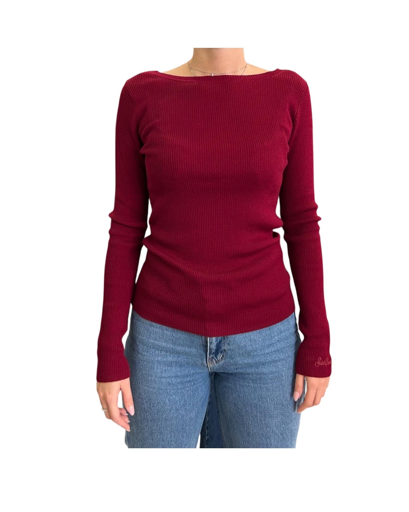 Maglia con scollo posteriore in lana Bordeaux TUS0001 00043I MC2 SAINT BARTH
