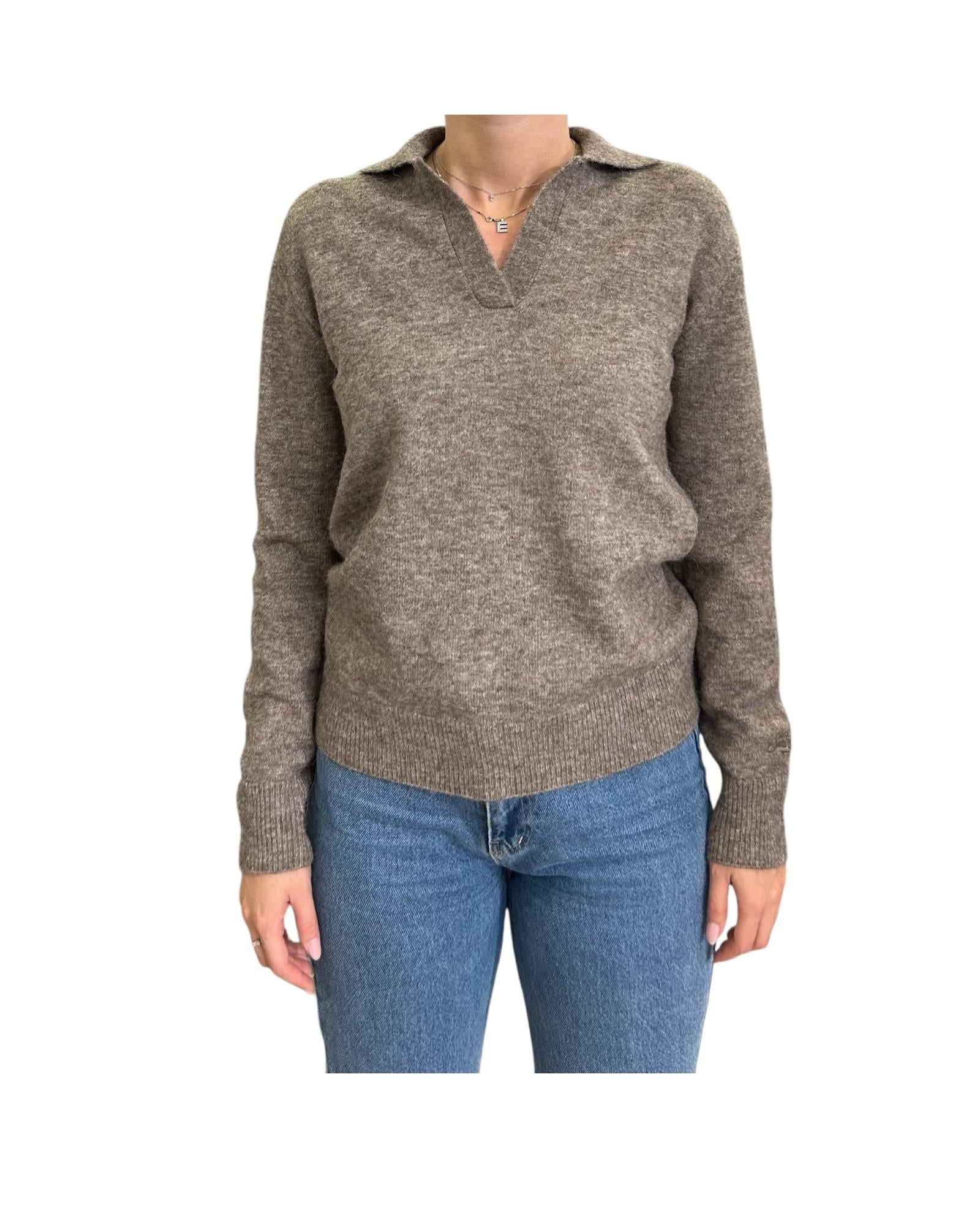 Maglione in alpaca con collo polo Tortora EZE0004 00028I MC2 SAINT BARTH