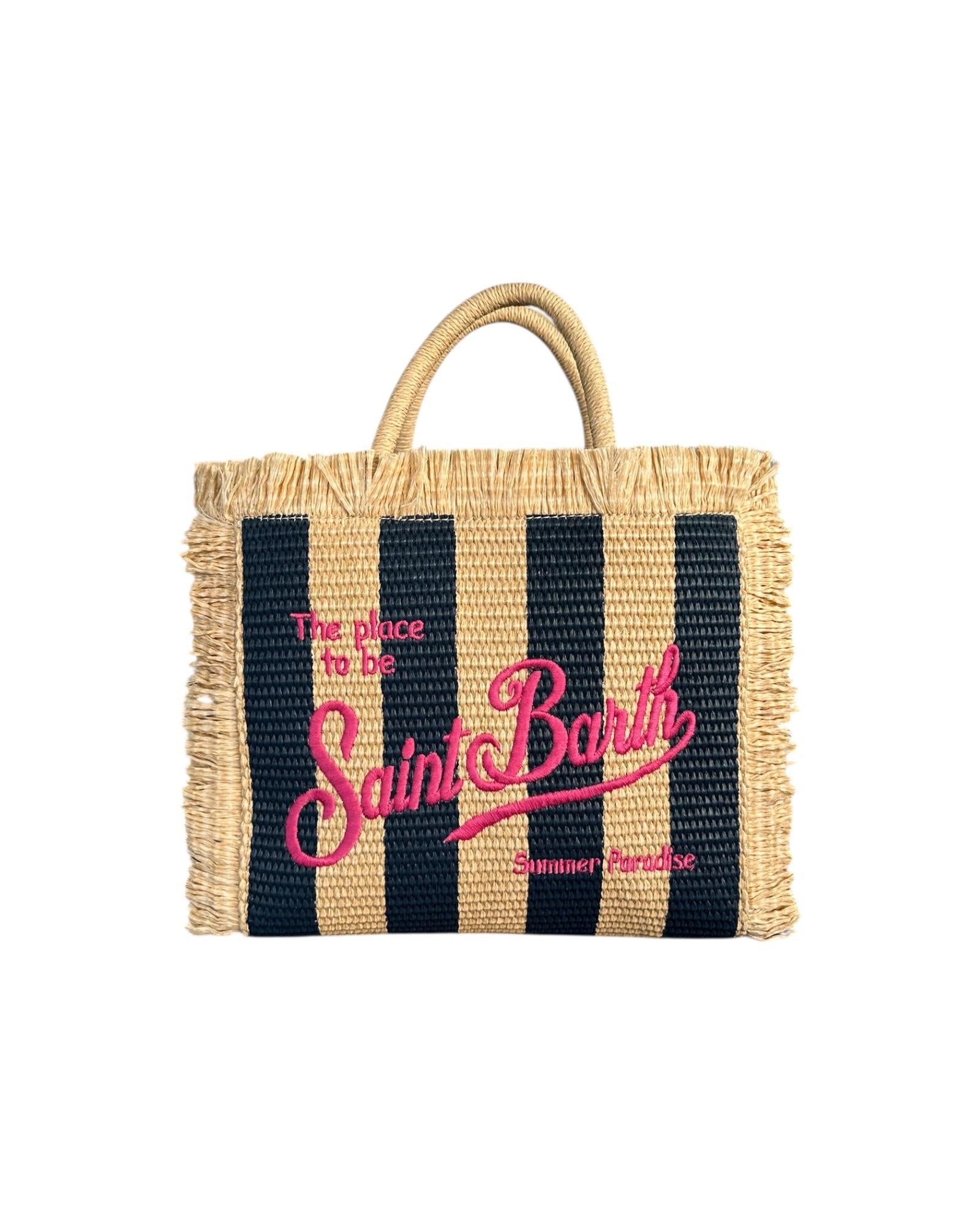 Borsa Colette effetto paglia con stampa a righe COL0017 01467H MC2 SAINT BARTH