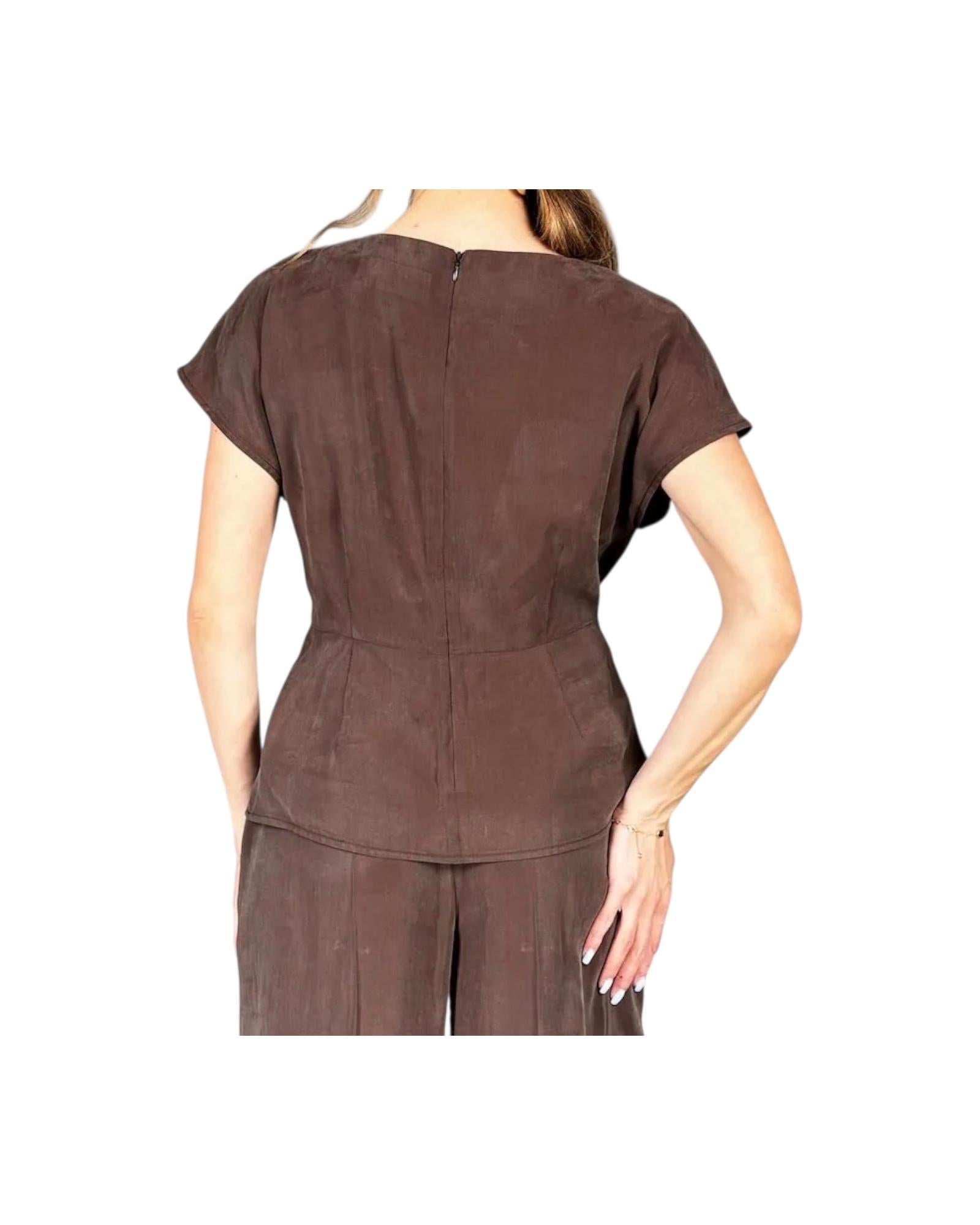 Blusa con arricciatura Cioccolato W37S1093 CIOCCOLATO SOUVENIR