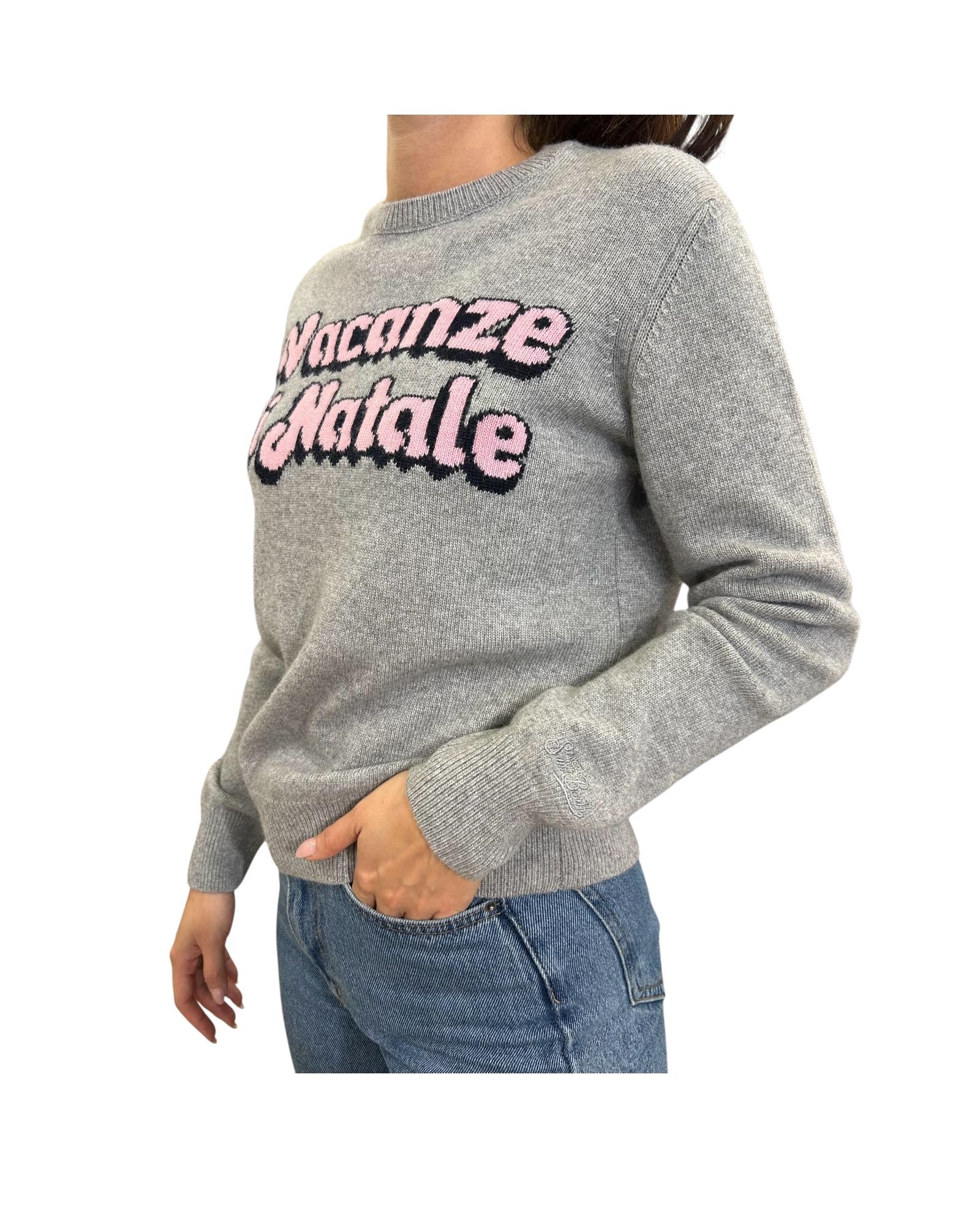 Maglia in lana Vacanze logo Grigio QUE0010 02228I MC2 SAINT BARTH