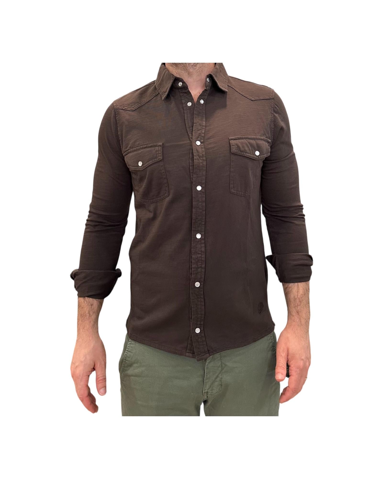 Camicia Western Uomo El Paso Fiammata, brown 6506 DARK BROWN BL'KER
