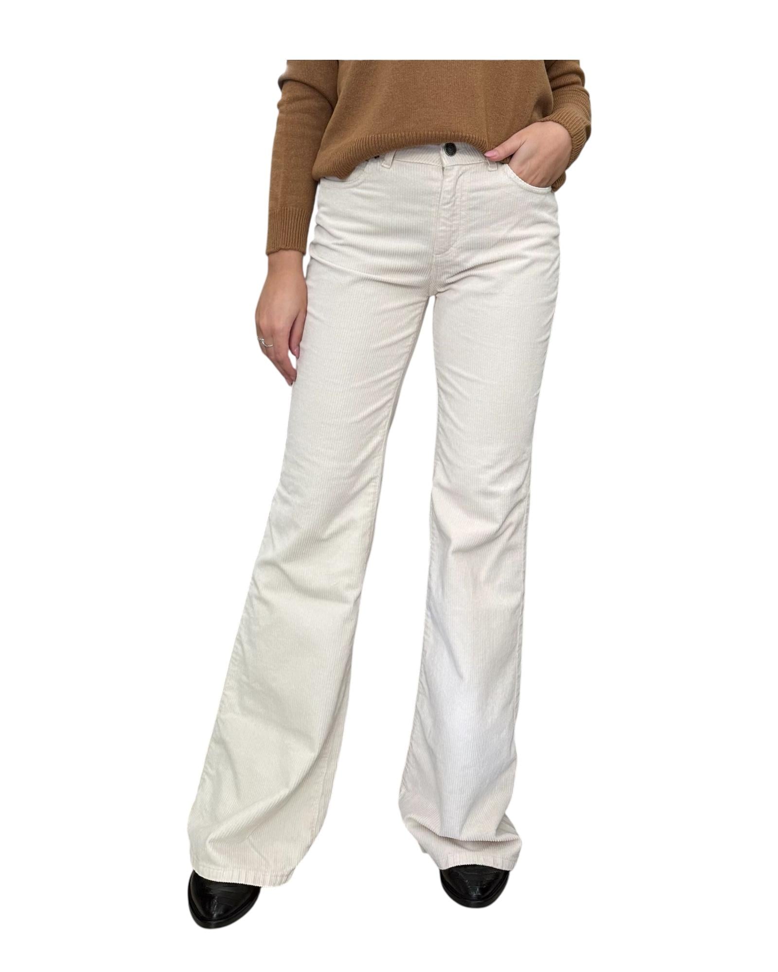 Pantalone Eos a zampa in velluto Ecru EOS 5 ECRU God save denim