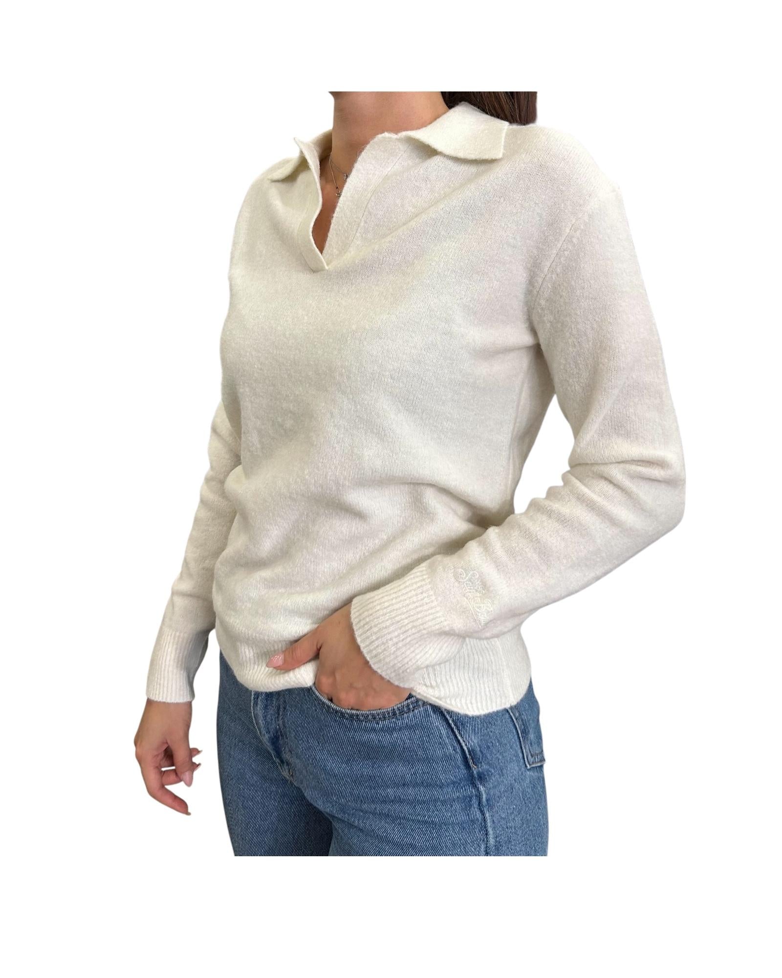 Maglione in alpaca con collo polo Panna EZE0004 00040I MC2 SAINT BARTH