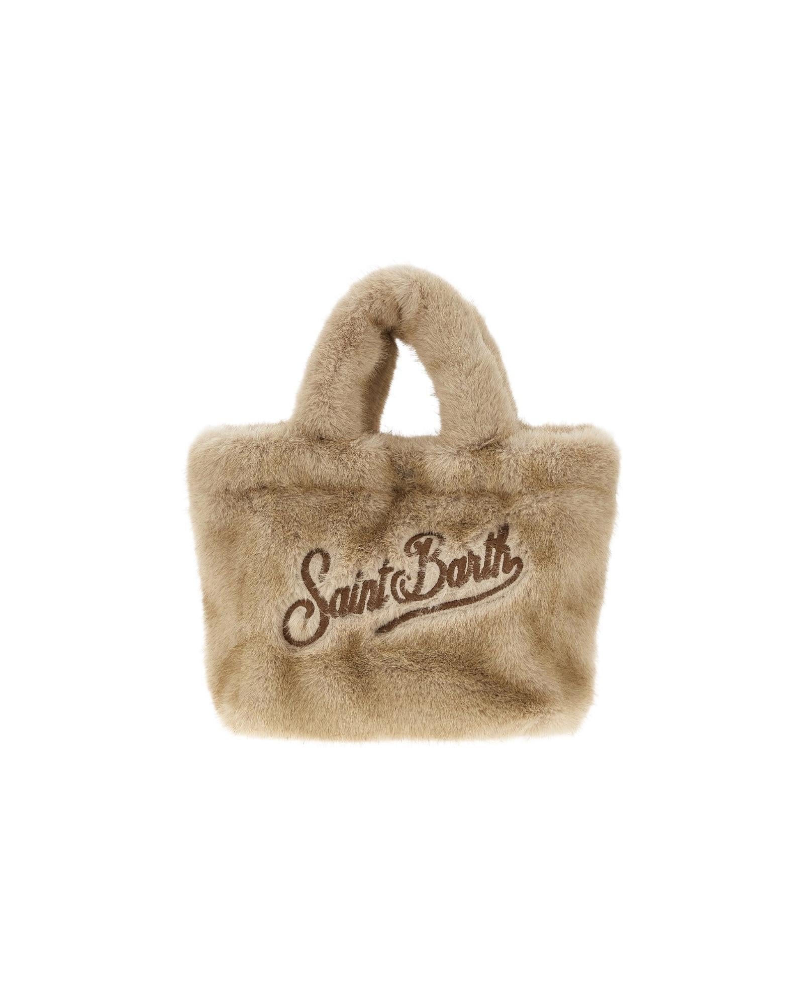 Borsa morbida a mano Vanity Mini Soft in faux fur Beige VAMI021 00289I MC2 SAINT BARTH