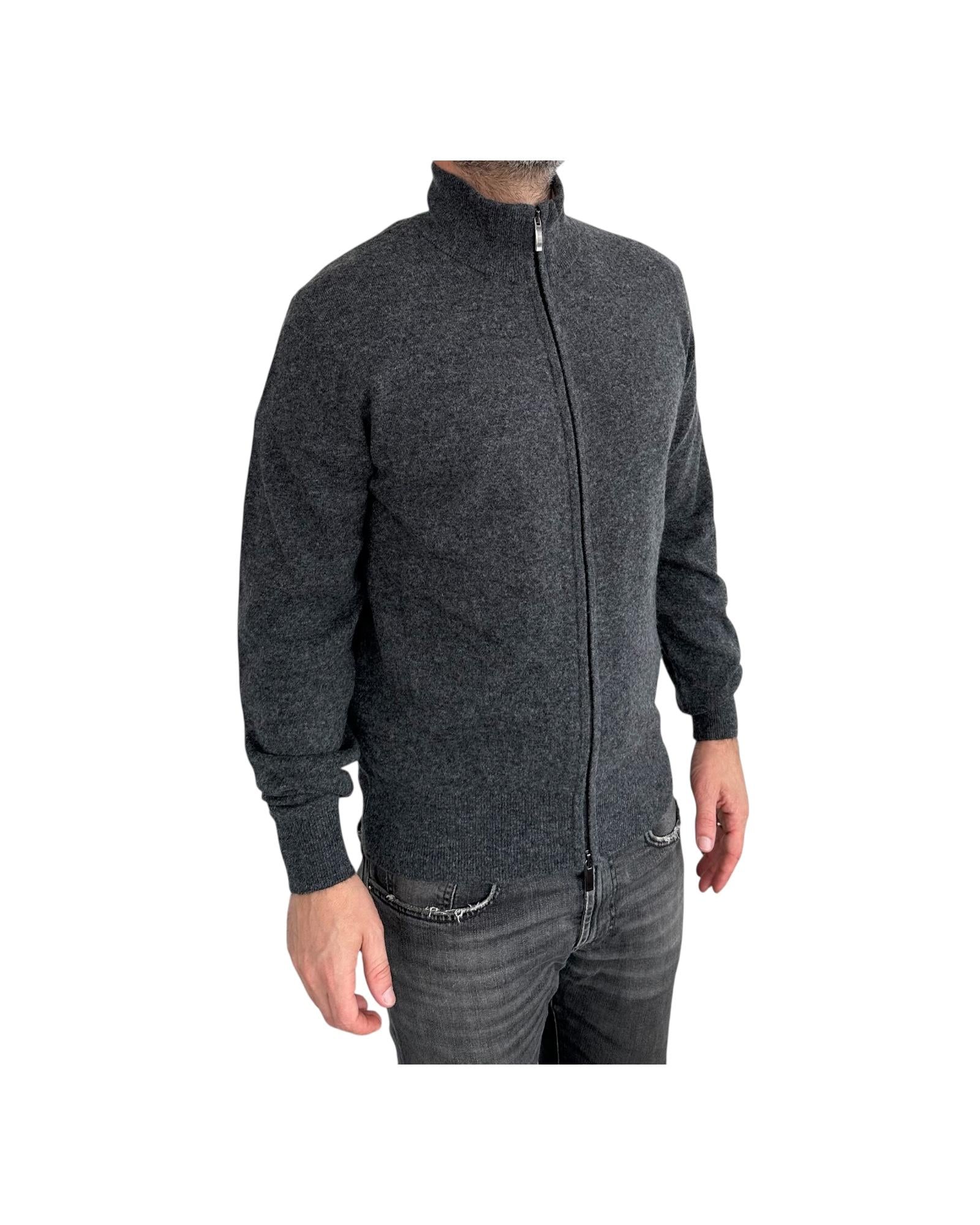 Maglione full zip misto cashmere Antracite 87006 214 CAVALIERI MILANO
