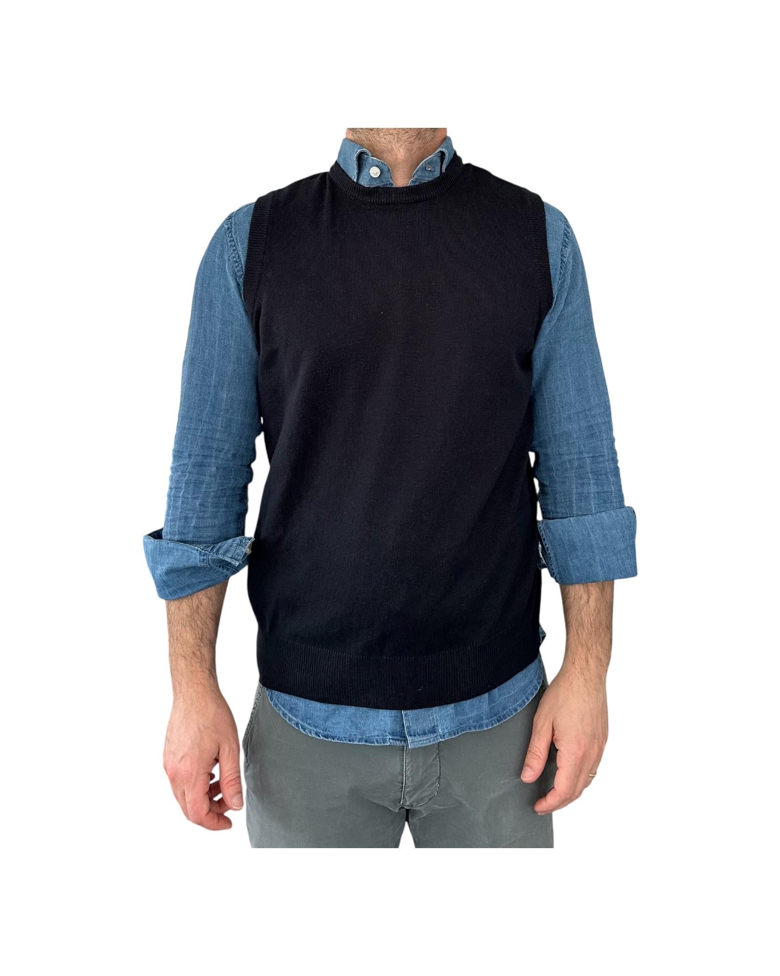 Gilet girocollo tinta unita navy 00122540M 491 MONTECHIARO