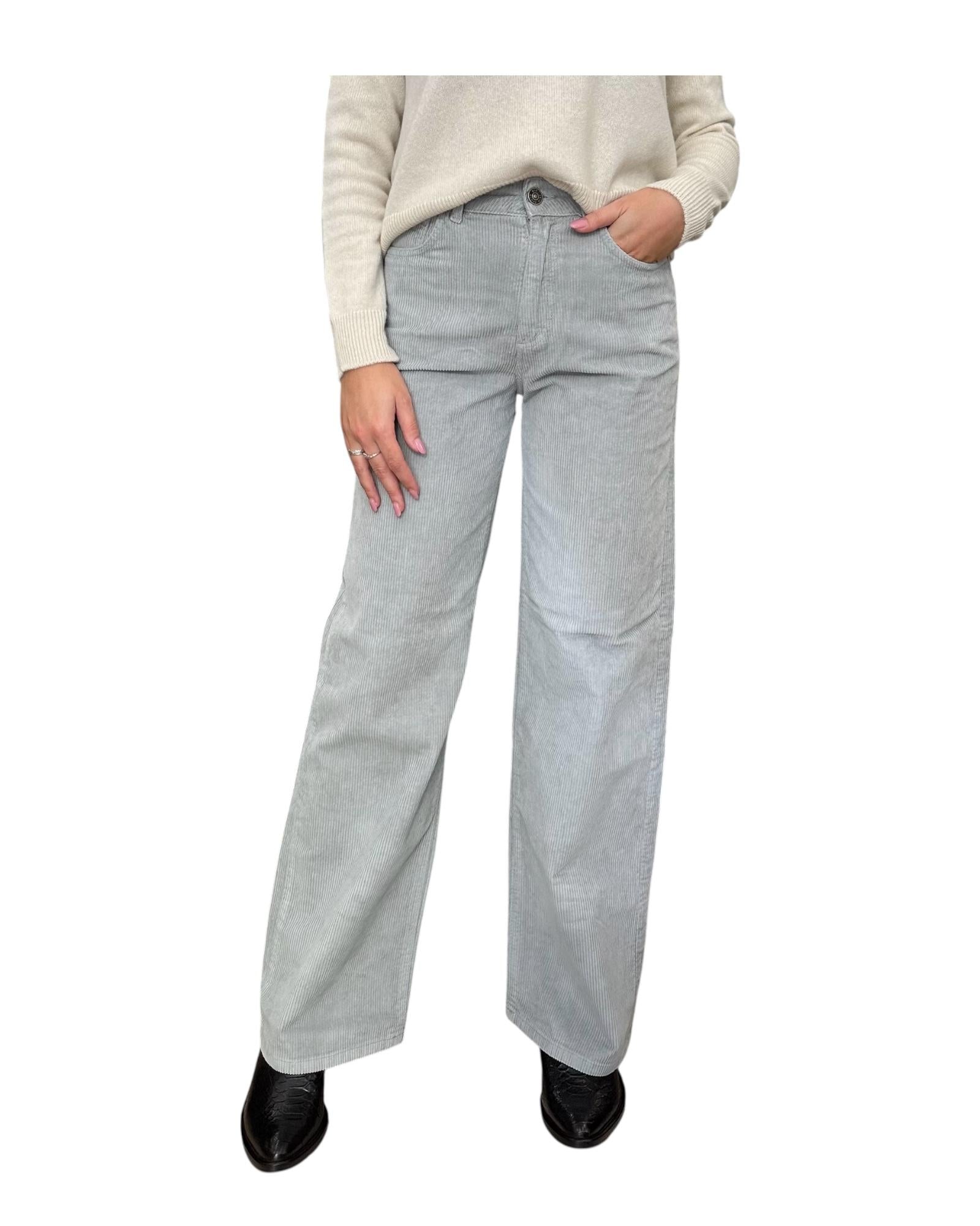 Pantalone Selene Palazzo in velluto Grigio SELENE 10 GRIGIO God save denim