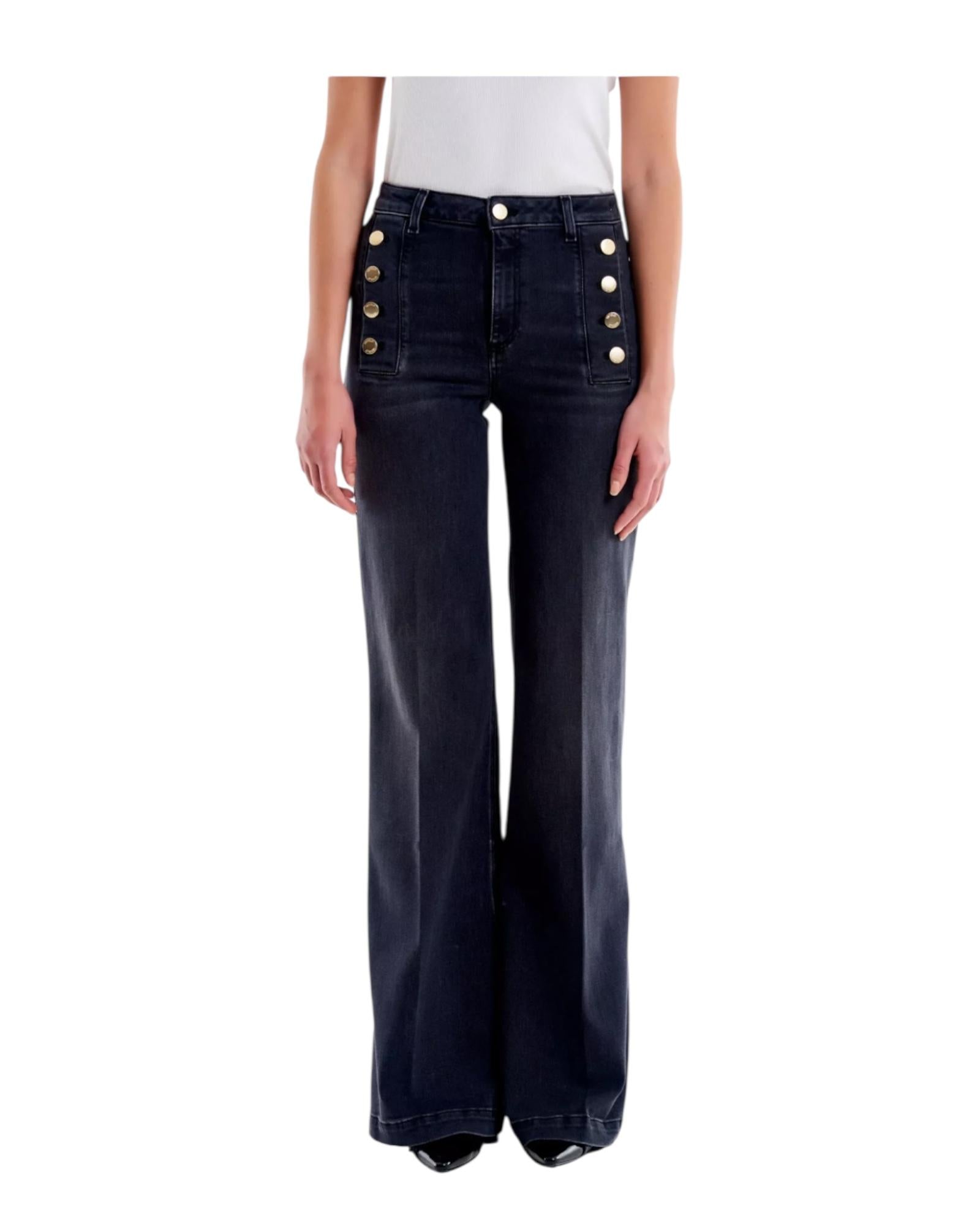 Jeans Judith con bottoni Nero DF5078 DENIM NERO VICOLO