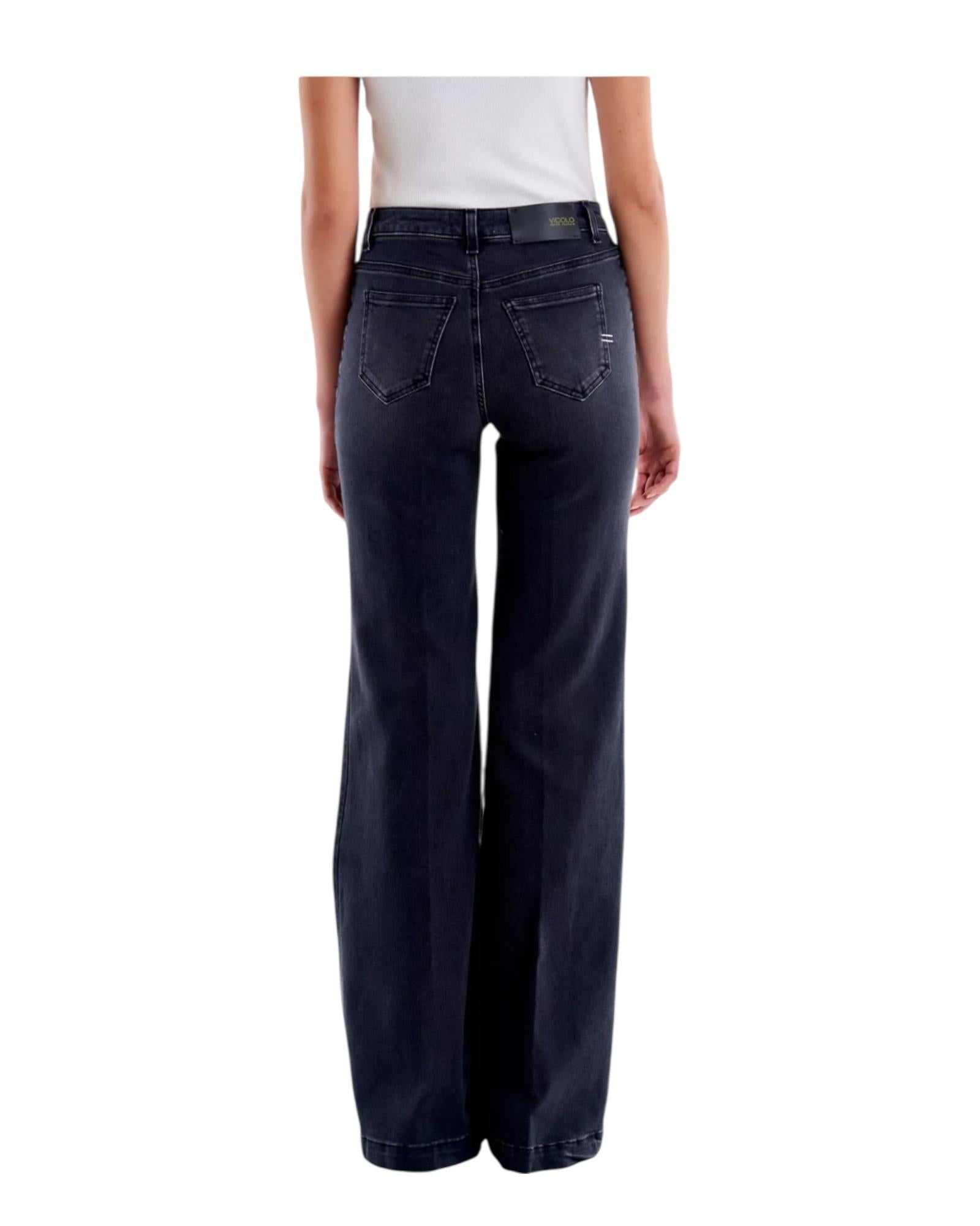 Jeans Judith con bottoni Nero DF5078 DENIM NERO VICOLO