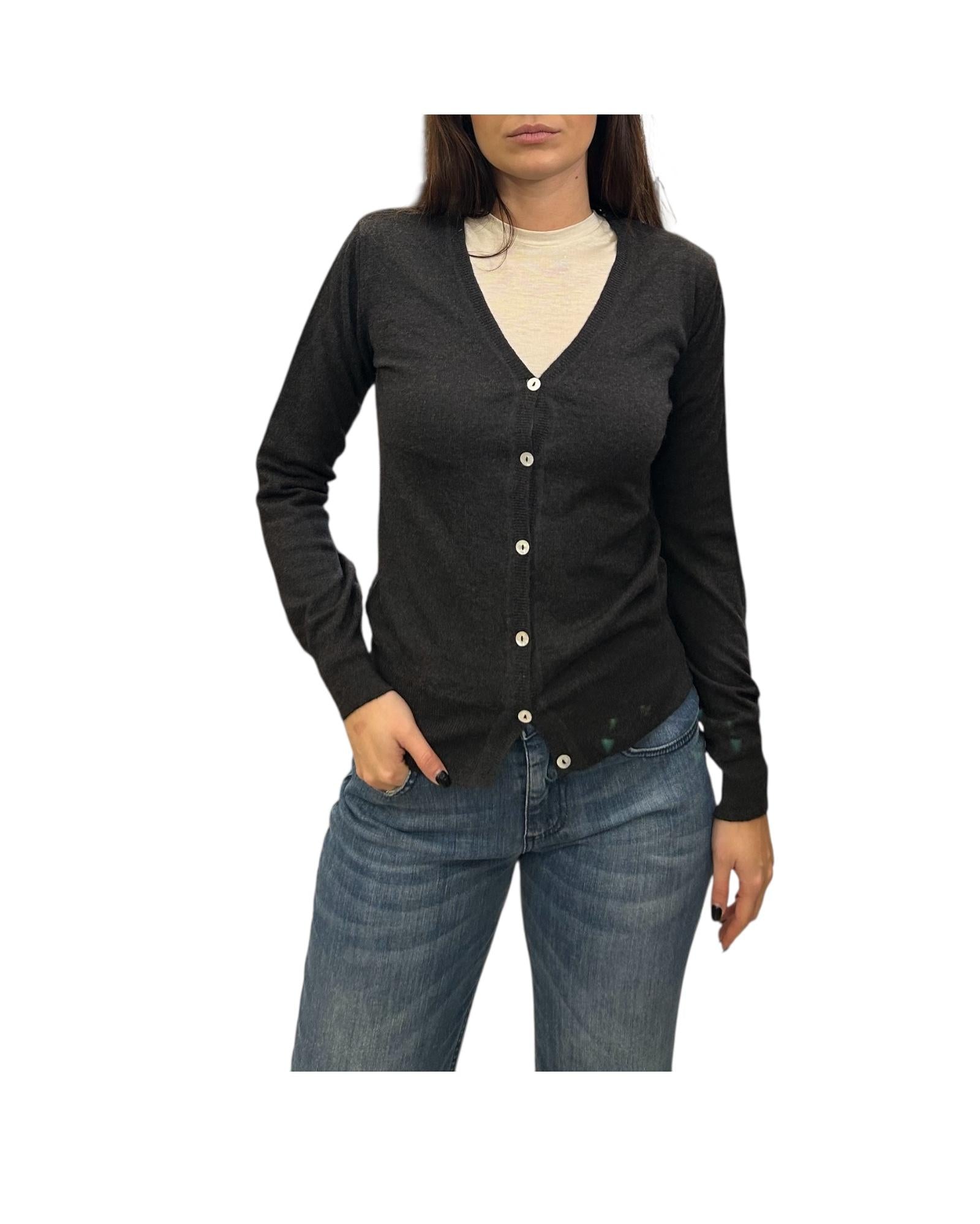 Cardigan in lana merino con scollo a V Grigio scuro CARDIGAN V GRIGIO SCURO AlEXANDRE STONE