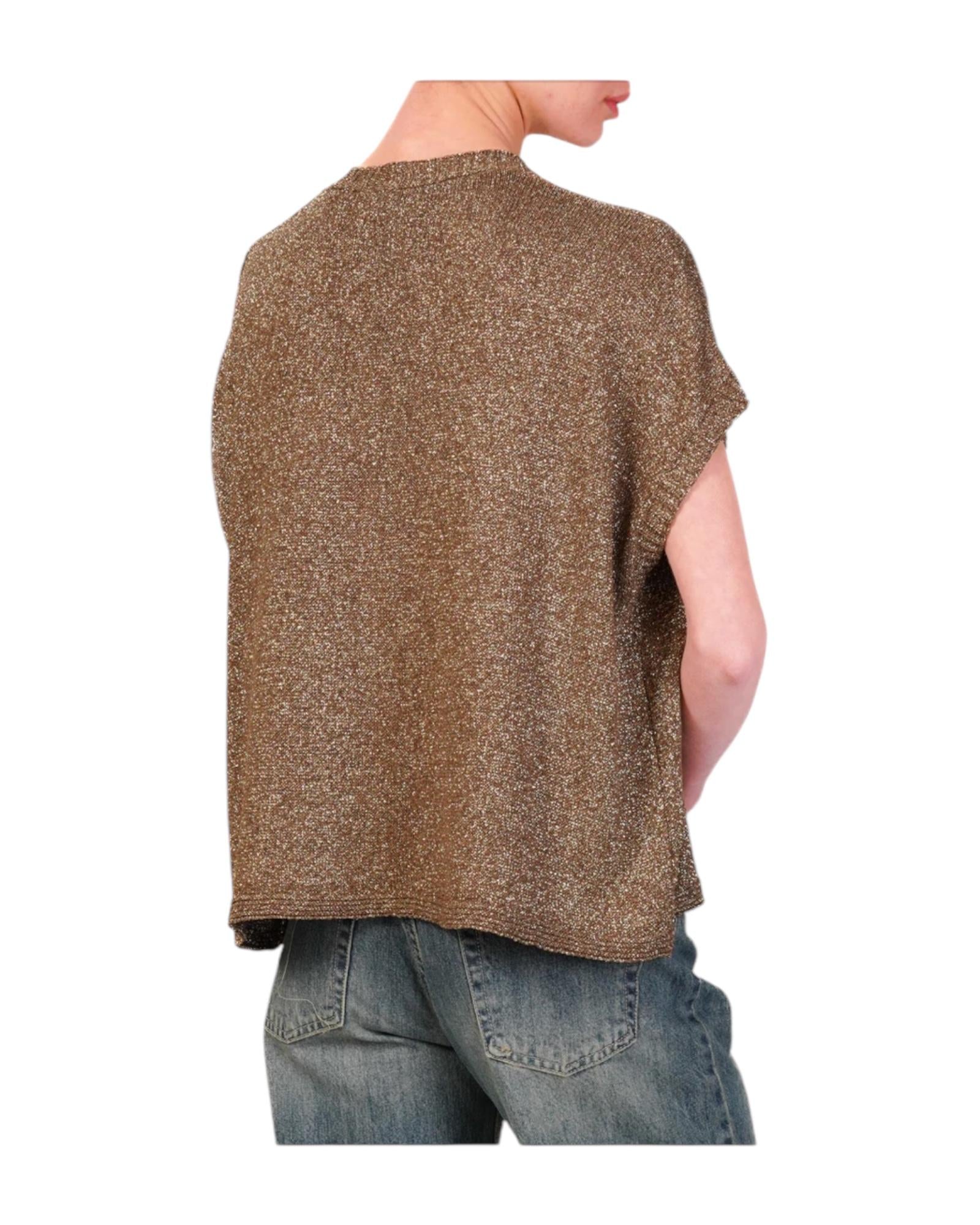 Cardigan ampio manica corta, tabacco Z37R0268 TABACCO SOUVENIR