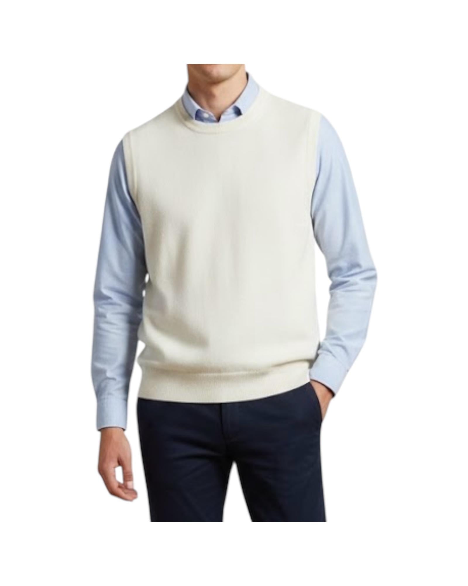 Gilet girocollo in lana e cashmere Bianco 00G50140M 301 MONTECHIARO