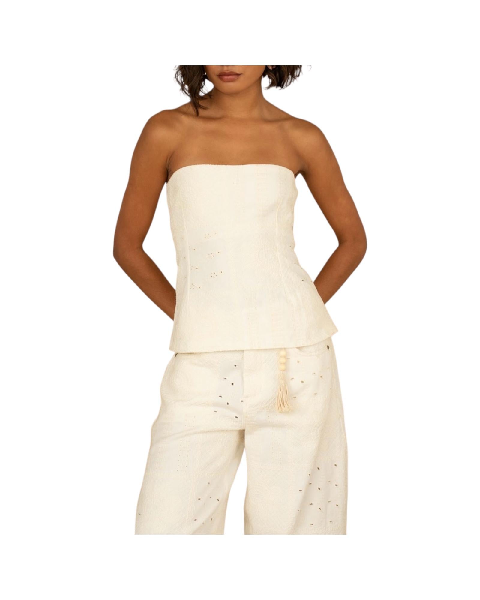 Top a fascia Pizzo Sangallo Panna V02A0190 PANNA PHILIA LOFT