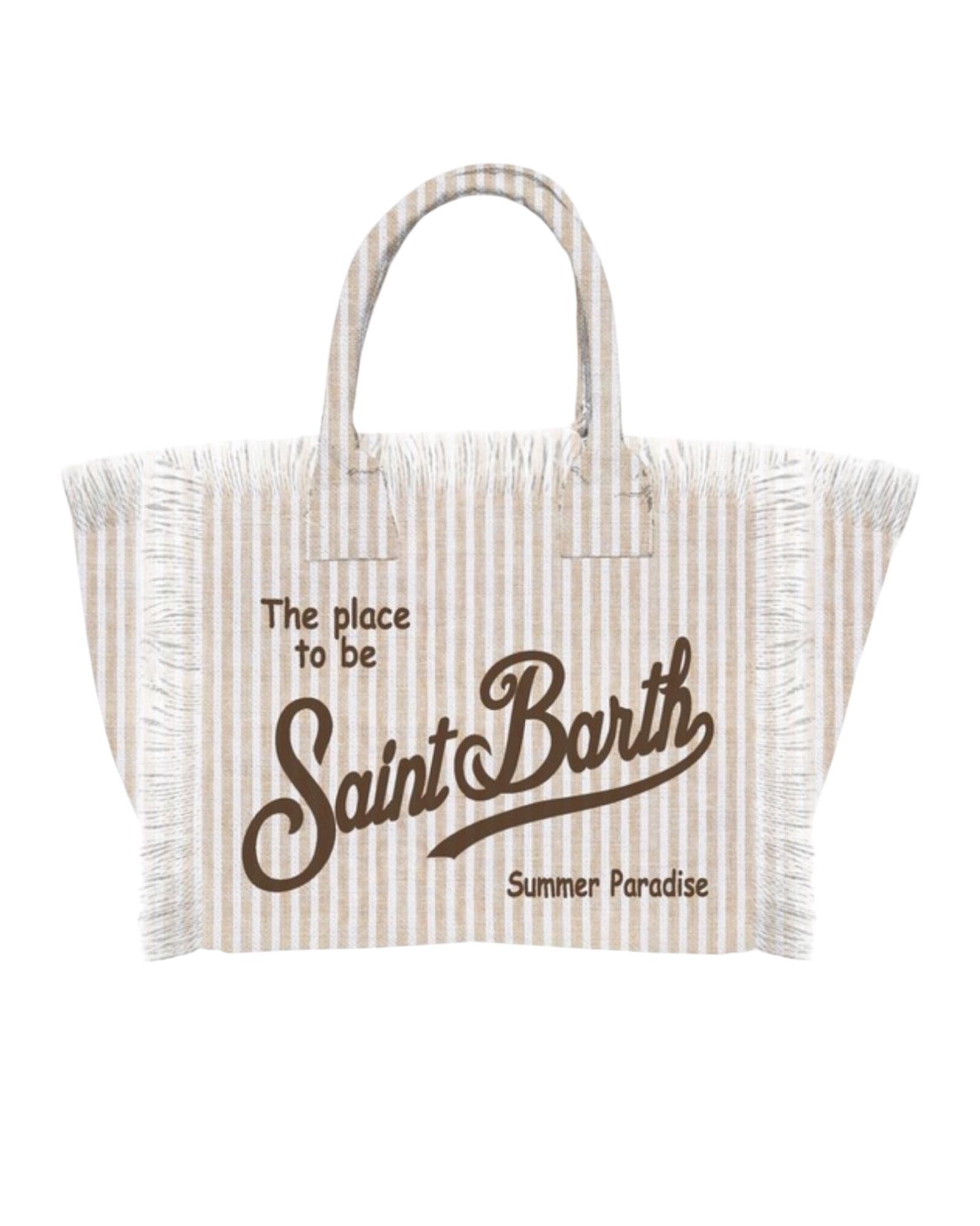Borsa Vanity linen stripes beige VANI022 01922H MC2 SAINT BARTH