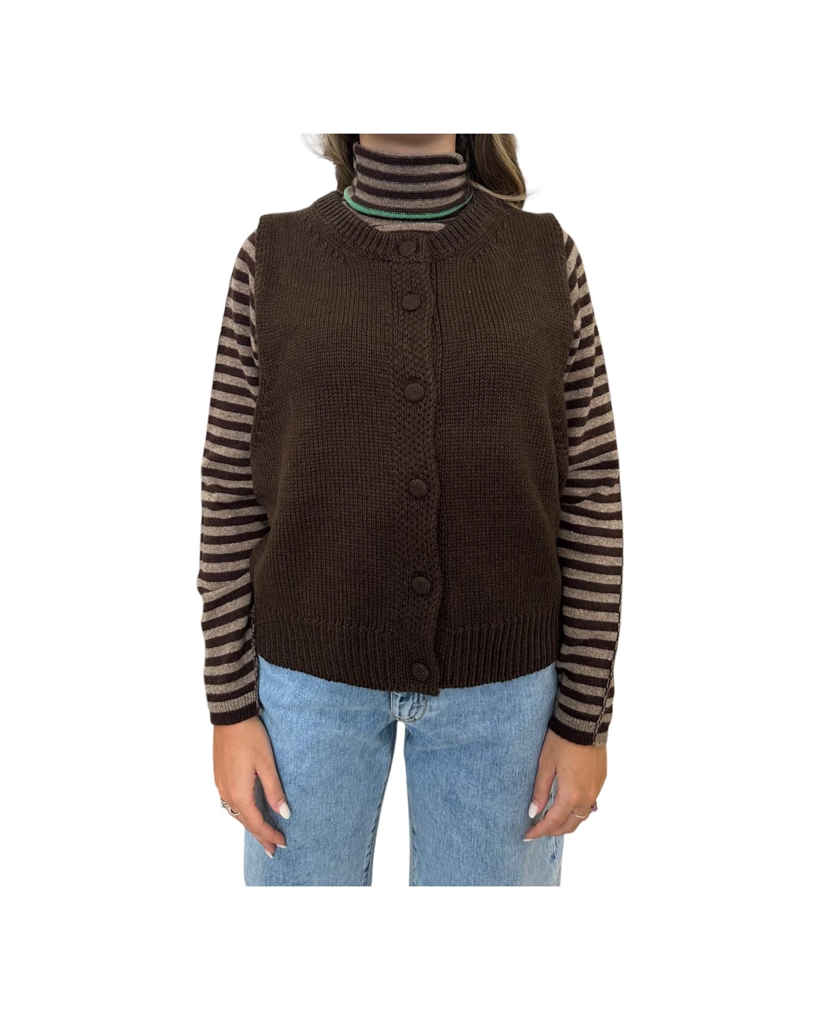 Gilet in misto lana Wenge C20 839 73 Floor