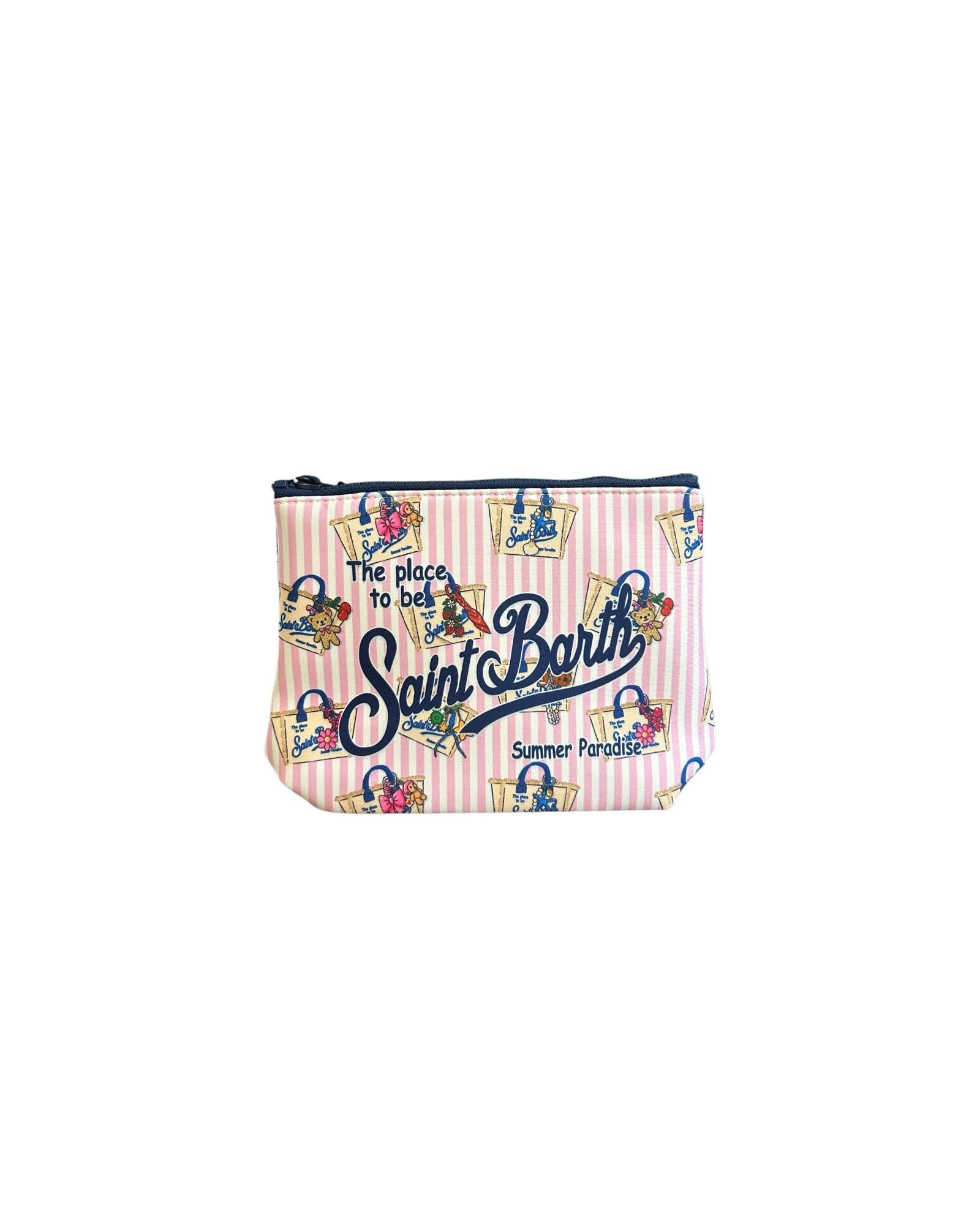 Pochette Aline Charms righe bianco rosa ALIN001 00637L MC2 SAINT BARTH