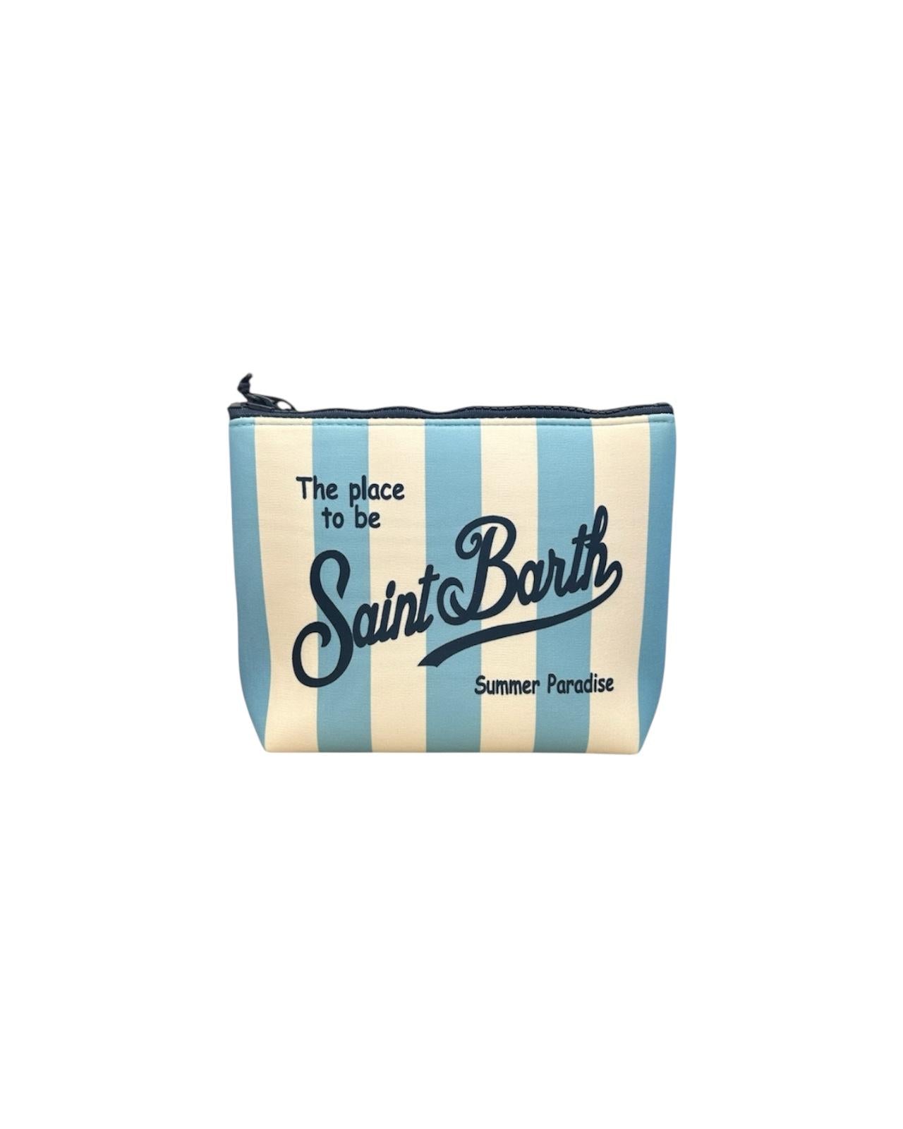 Pochette Aline con stampa a righe celeste ALIN001 02308H MC2 SAINT BARTH