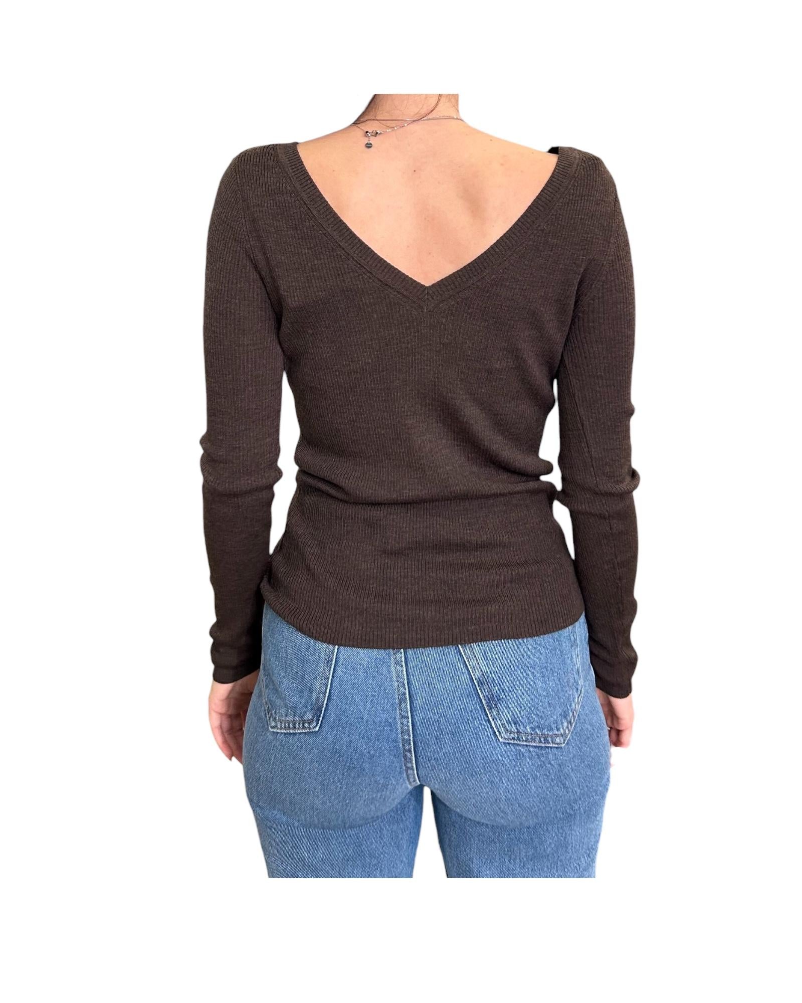 Maglia con scollo posteriore in lana Brown TUS0001 00033I MC2 SAINT BARTH