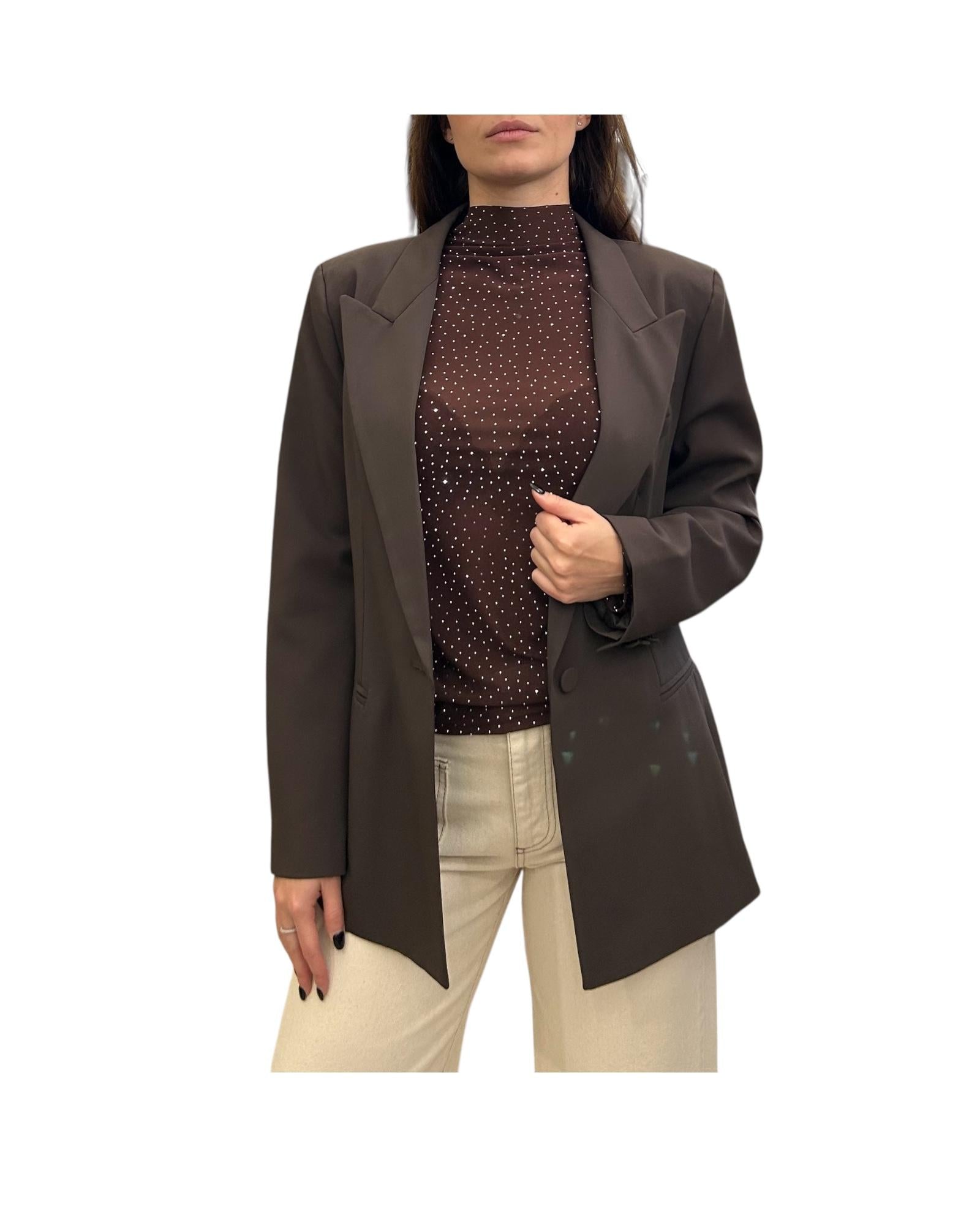 Maglia con strass Marrone D01E0998 MARRONE Philia loft