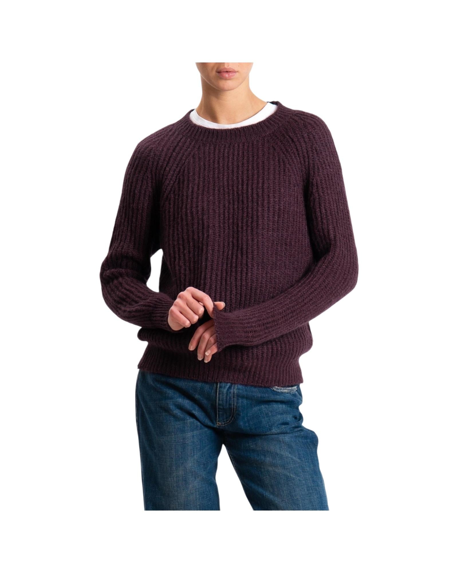Maglione mohair a coste inglesi Prugna 55086F PRUGNA VICOLO