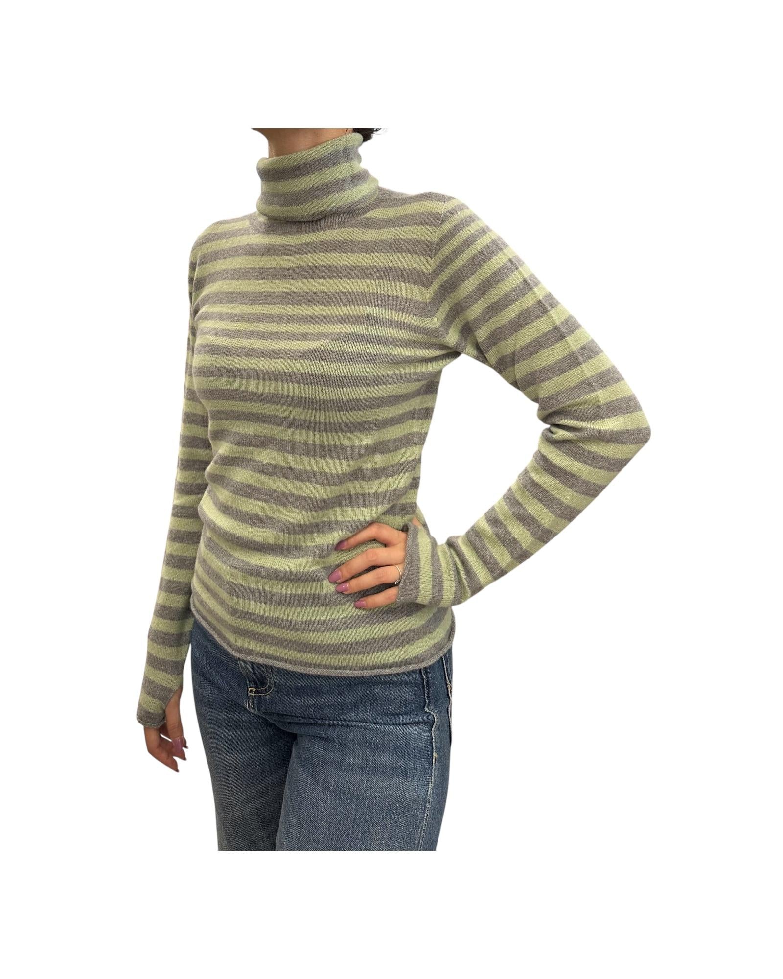 Maglia dolcevita in cashmere righe Grigio-giada 85891 502 RETOIS