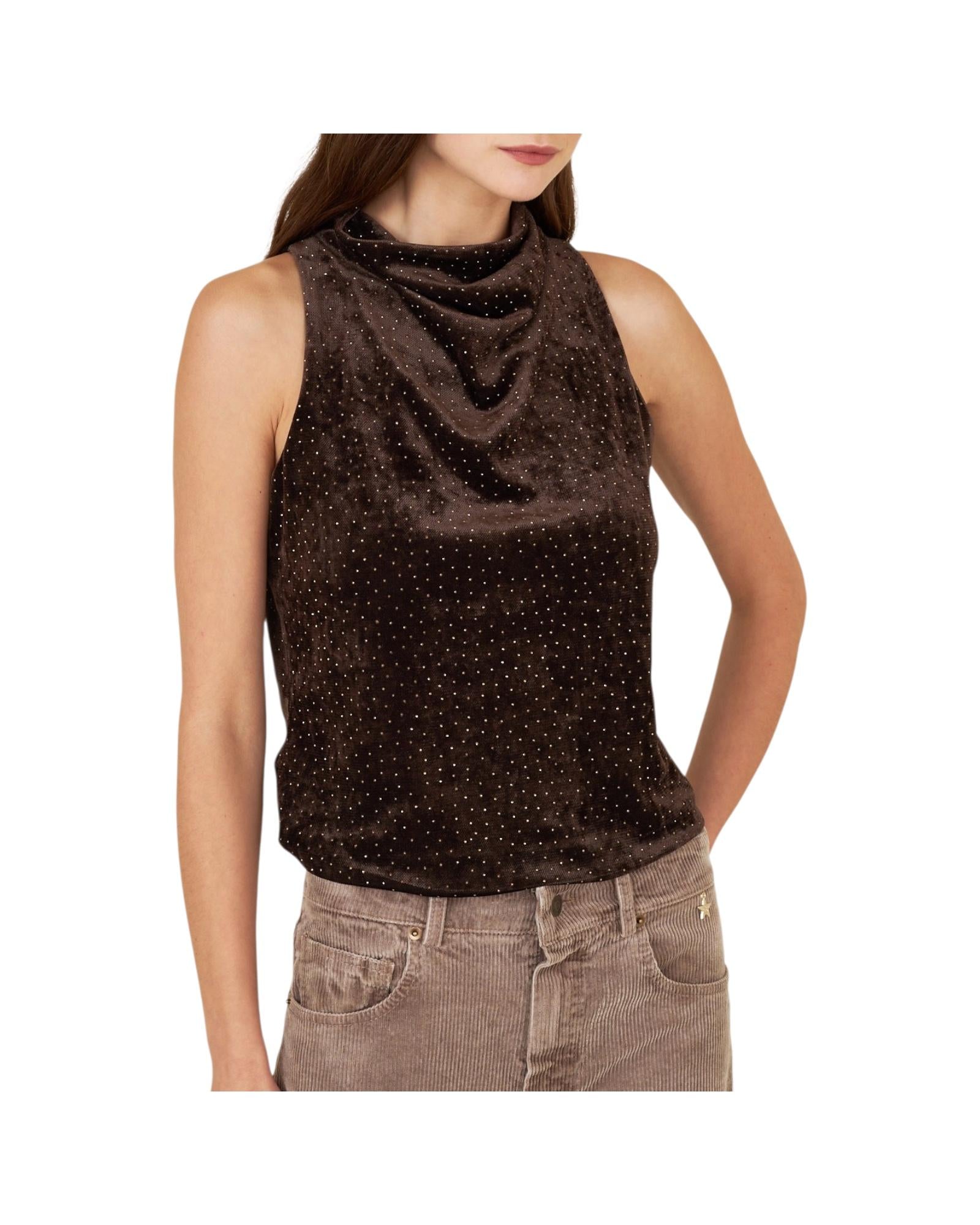 Top con strass Marrone M38F1395 MARRONE SOUVENIR