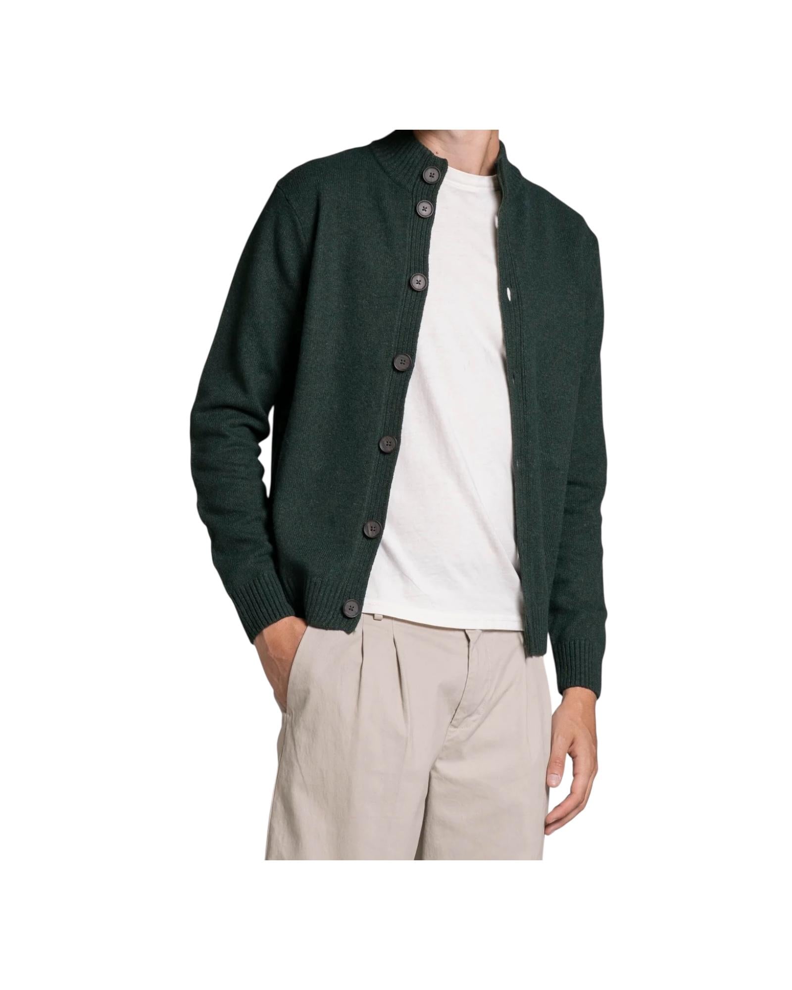 Cardigan Chase in lana Dark green CHASE WN8C04 IMPURE