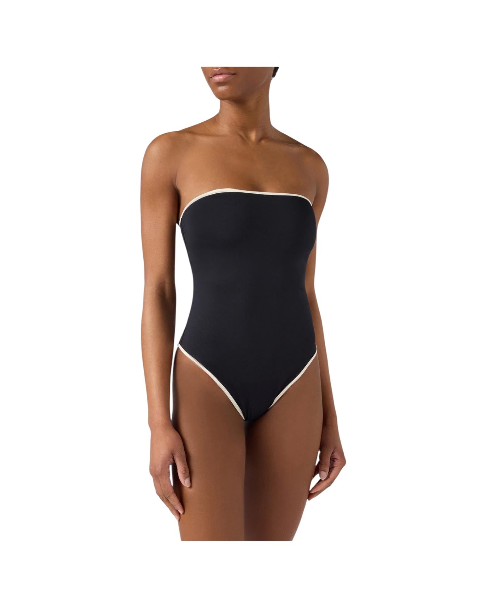 Costume intero a fascia Nero con dettagli a contrasto KHR0002 00174L MC2 SAINT BARTH