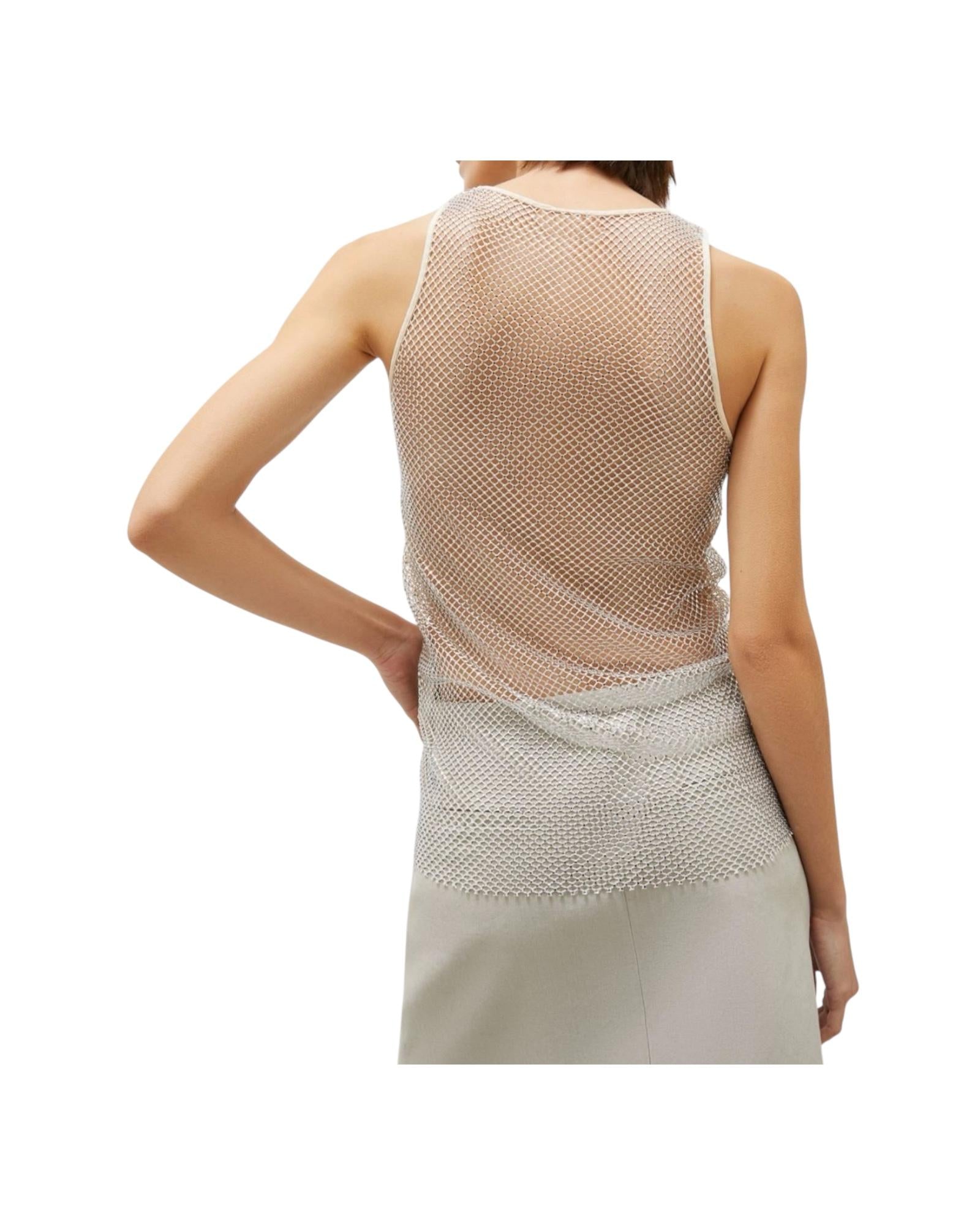Top in rete Scoli con strass, bianco. SCOLI 001 MARELLA