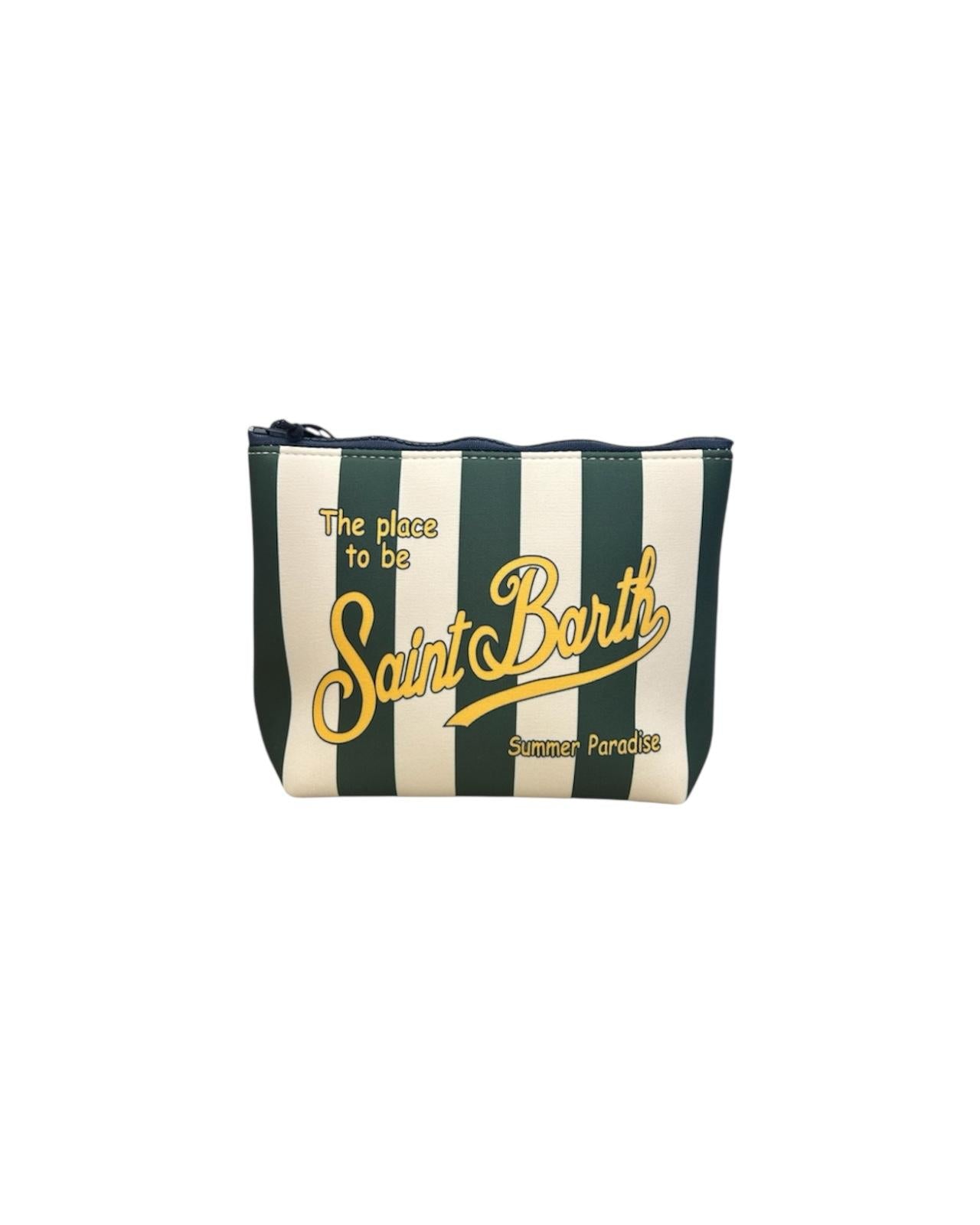 Pochette Aline con stampa a righe verdi ALIN001 02310H MC2 SAINT BARTH