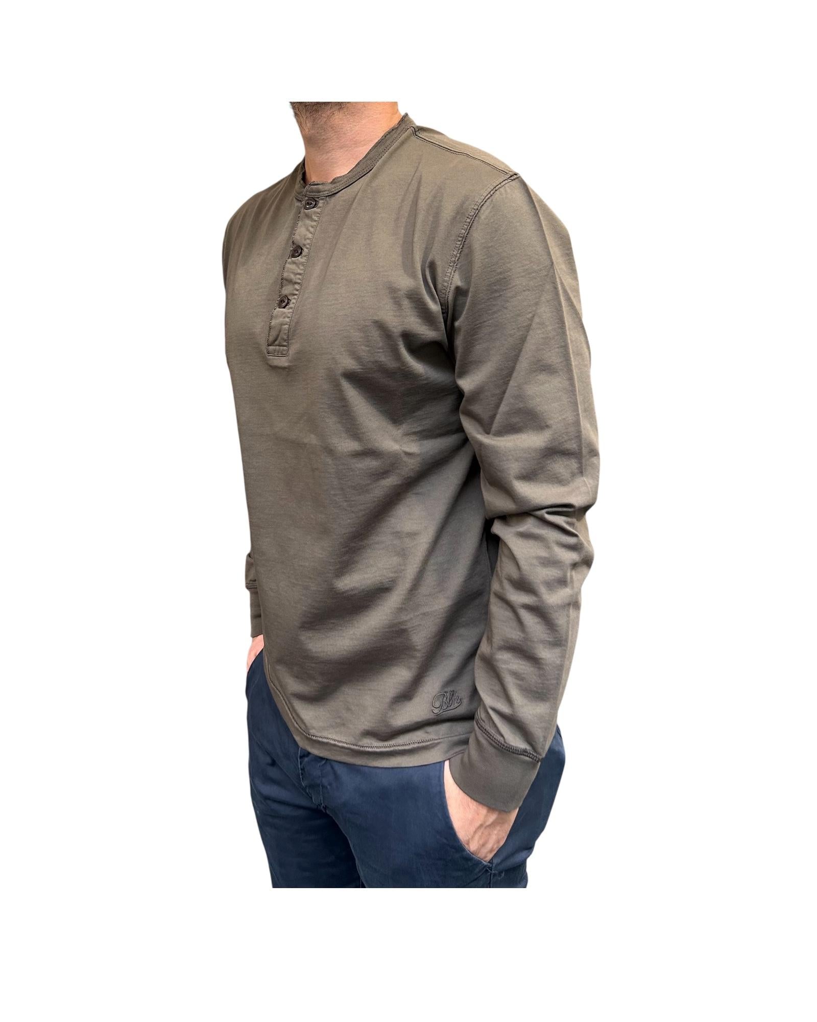 T-shirt manica lunga con bottoni Brown W1011 BROWN BL'KER