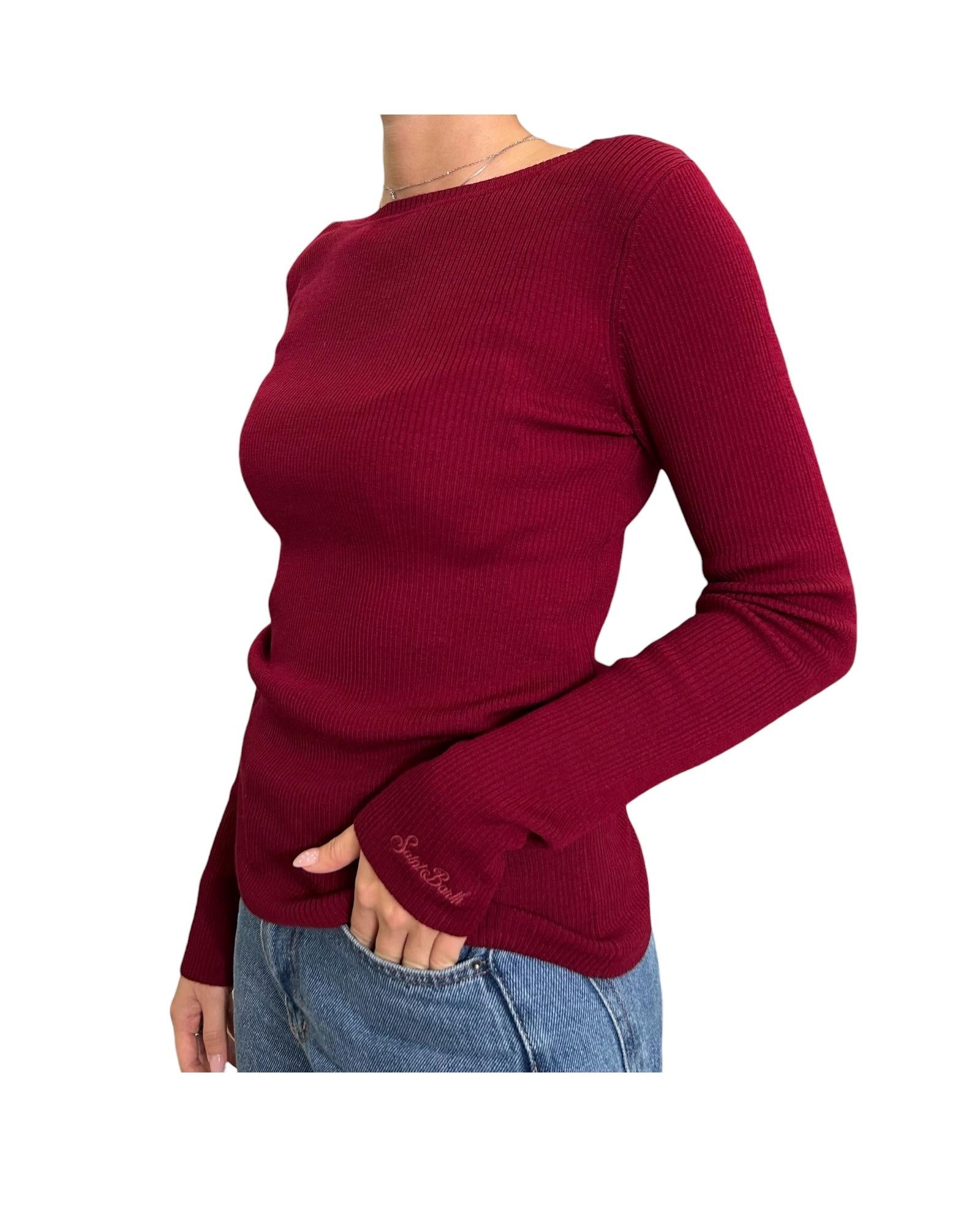 Maglia con scollo posteriore in lana Bordeaux TUS0001 00043I MC2 SAINT BARTH