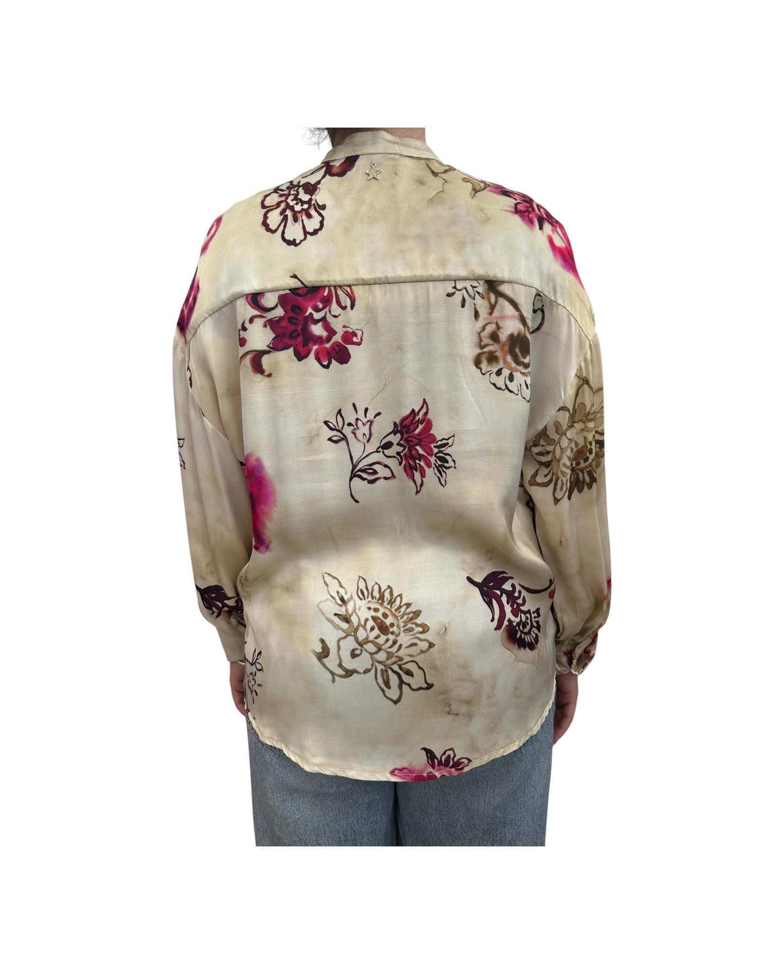 Camicia in viscosa motivo floreale D32E0407 FIORE FUXIA SOUVENIR