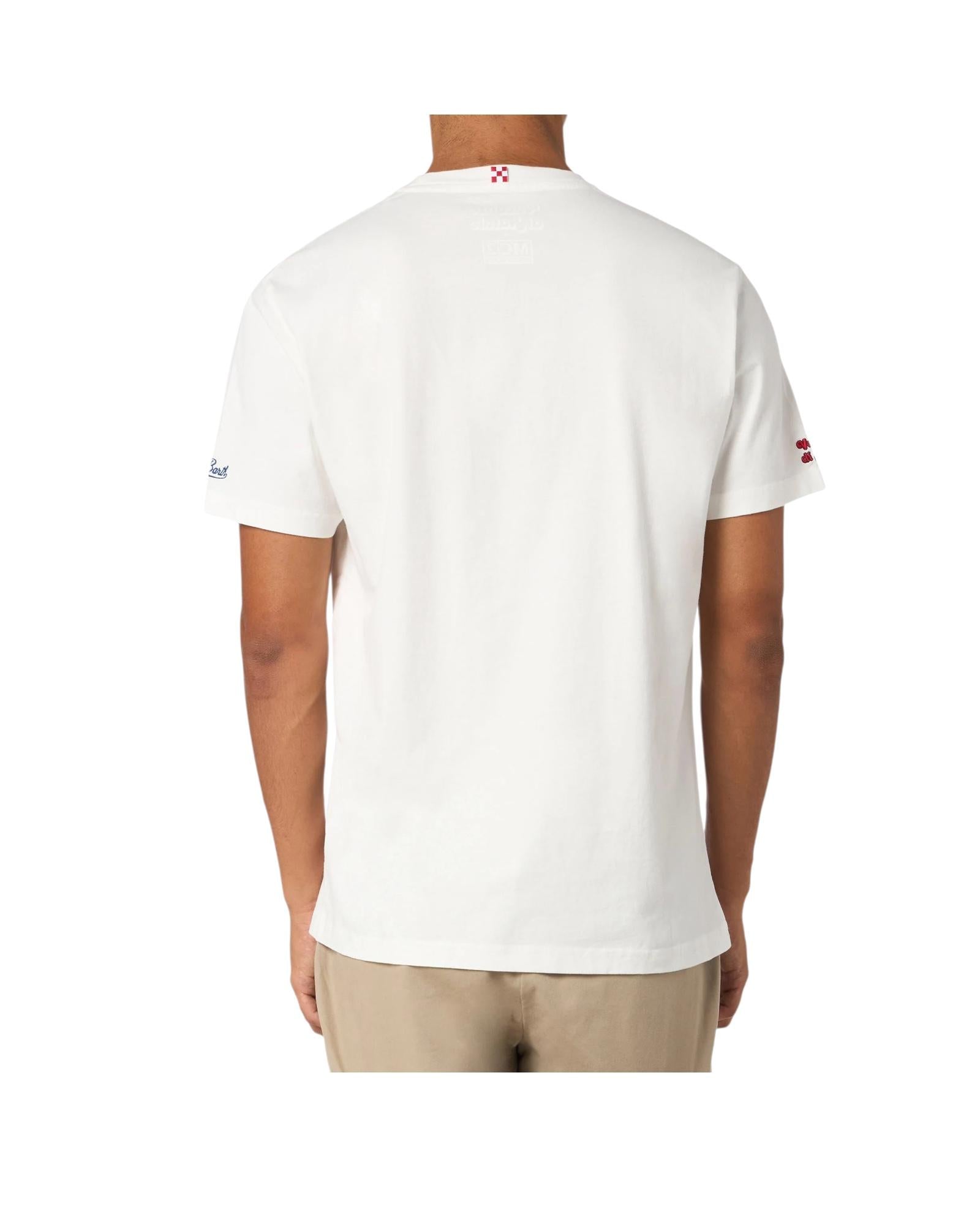 T-shirt in cotone pesante con ricamo Anche questo natale... Bianco ARN0004 03041I MC2 SAINT BARTH