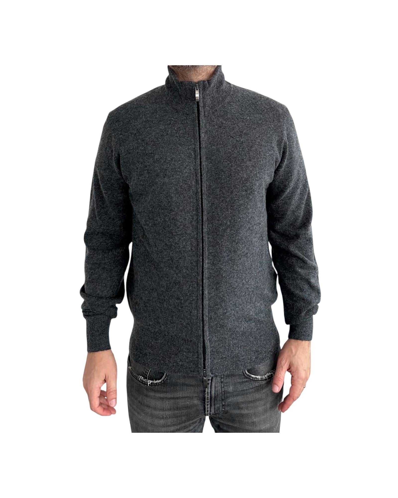 Maglione full zip misto cashmere Antracite 87006 214 CAVALIERI MILANO