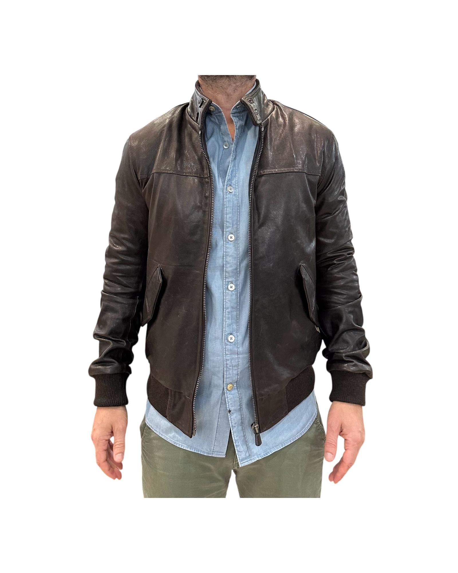 Giubbotto Bjon in nappa Testa di moro BJON NAPPA TESTA DI MORO BLUsotto