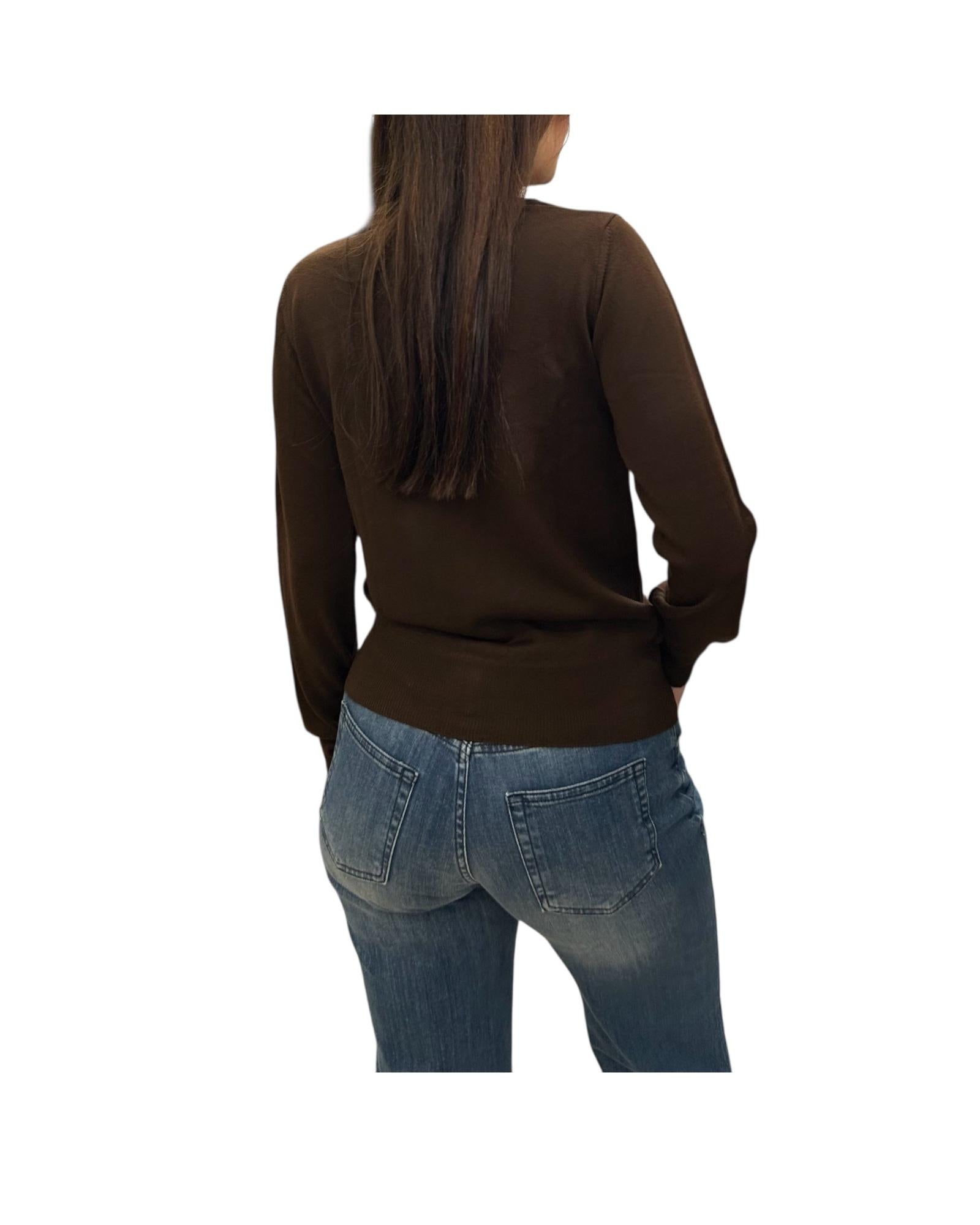 Cardigan girocollo in lana merino Testa di moro CARDIGAN GIROCOLLO TDM AlEXANDRE STONE