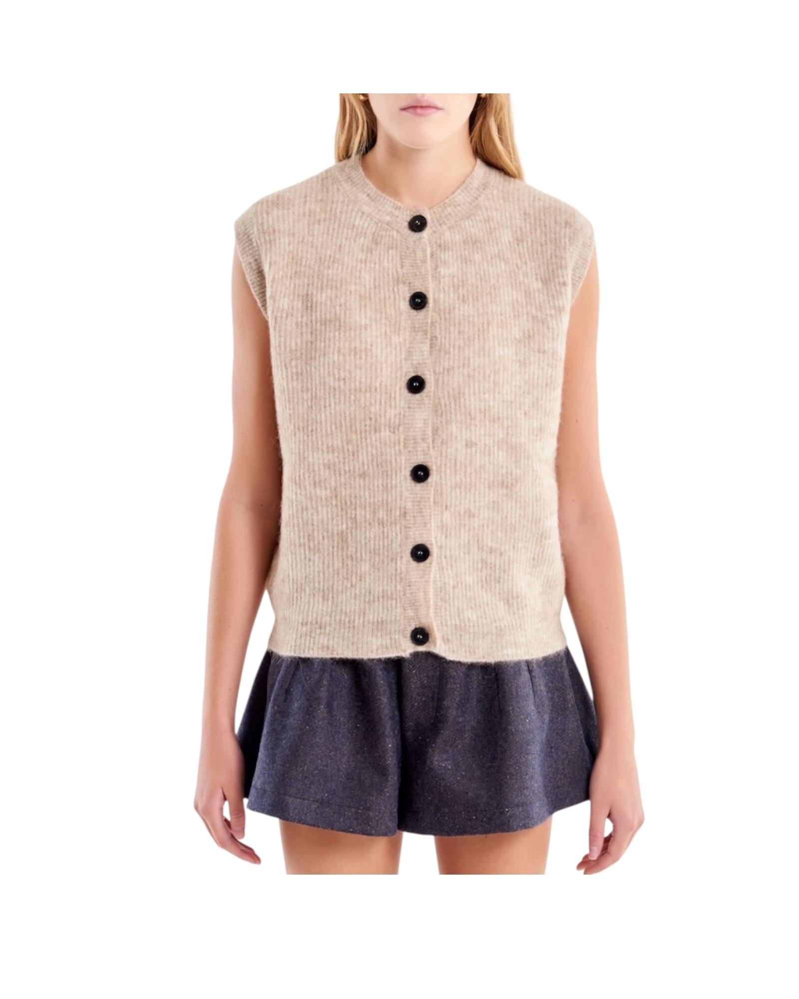 Gilet coreana con bottoni Beige 77232F BEIGE VICOLO